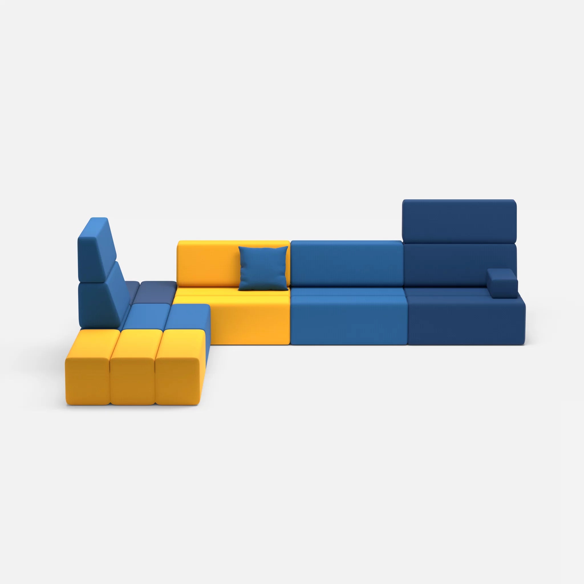 Ecksofa Bricks 4 radio3008-radio6075 in Gelb und Blau von vorne