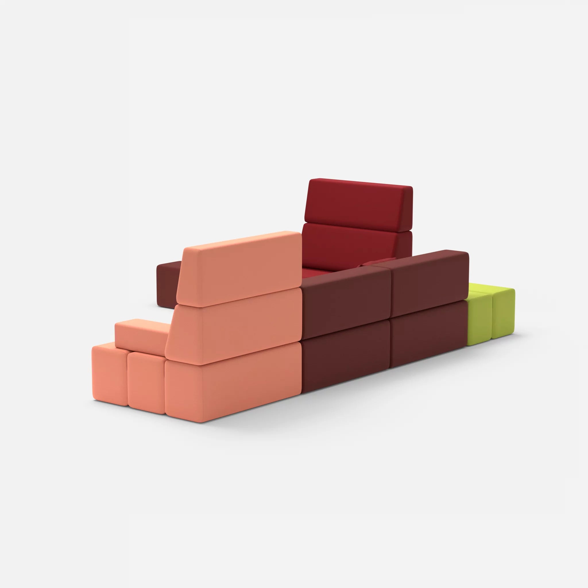 Ecksofa Bricks 4 radio4517-radio4028 in Dunkelrot und Rot von hinten