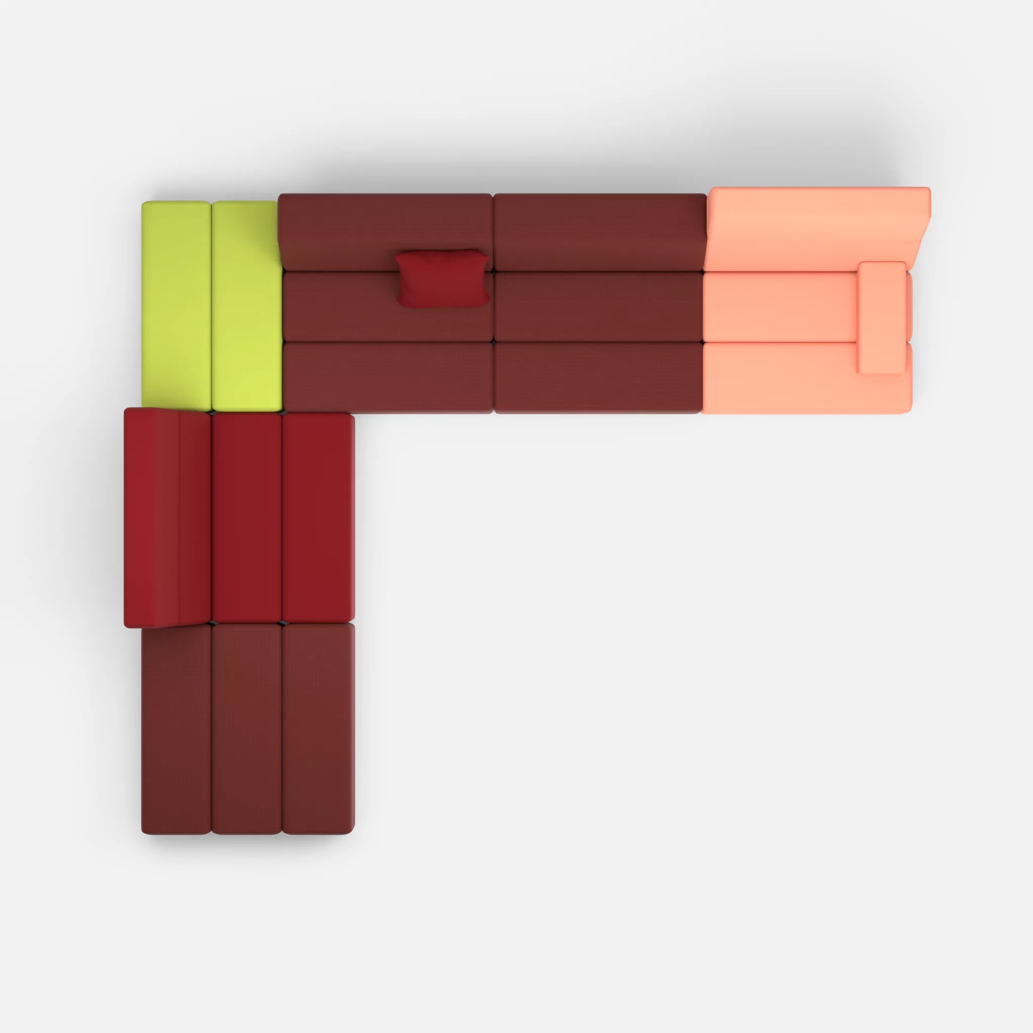 Ecksofa Bricks 4 radio4517-radio4028 in Dunkelrot und Rot von oben
