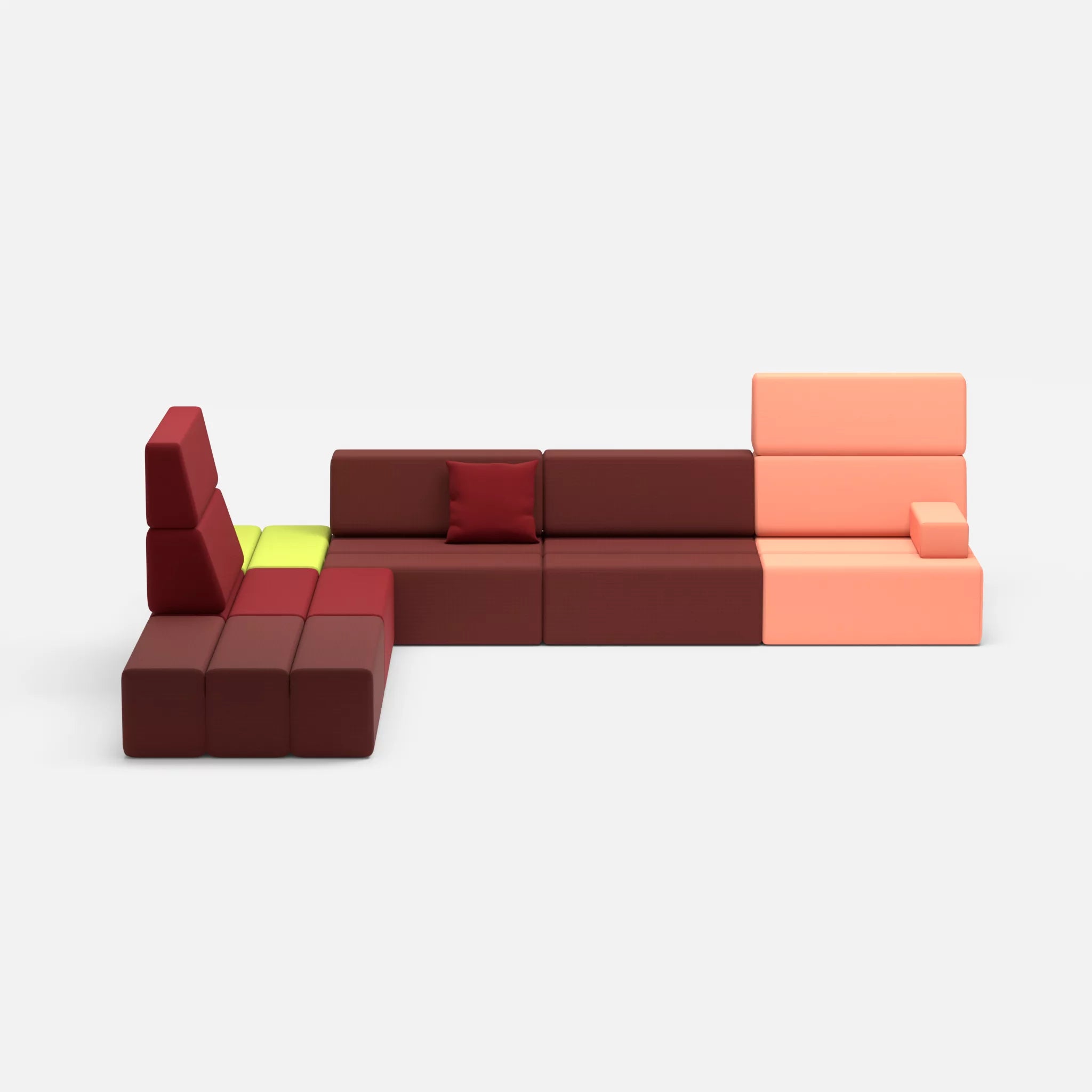 Ecksofa Bricks 4 radio4517-radio4028 in Dunkelrot und Rot von vorne