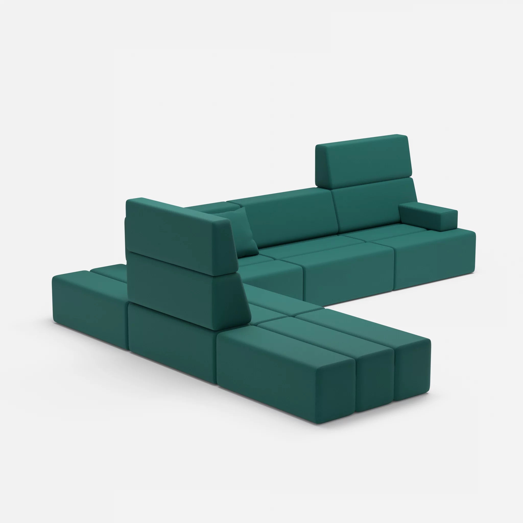 Ecksofa Bricks 4 radio6015 in Türkis von der Seite