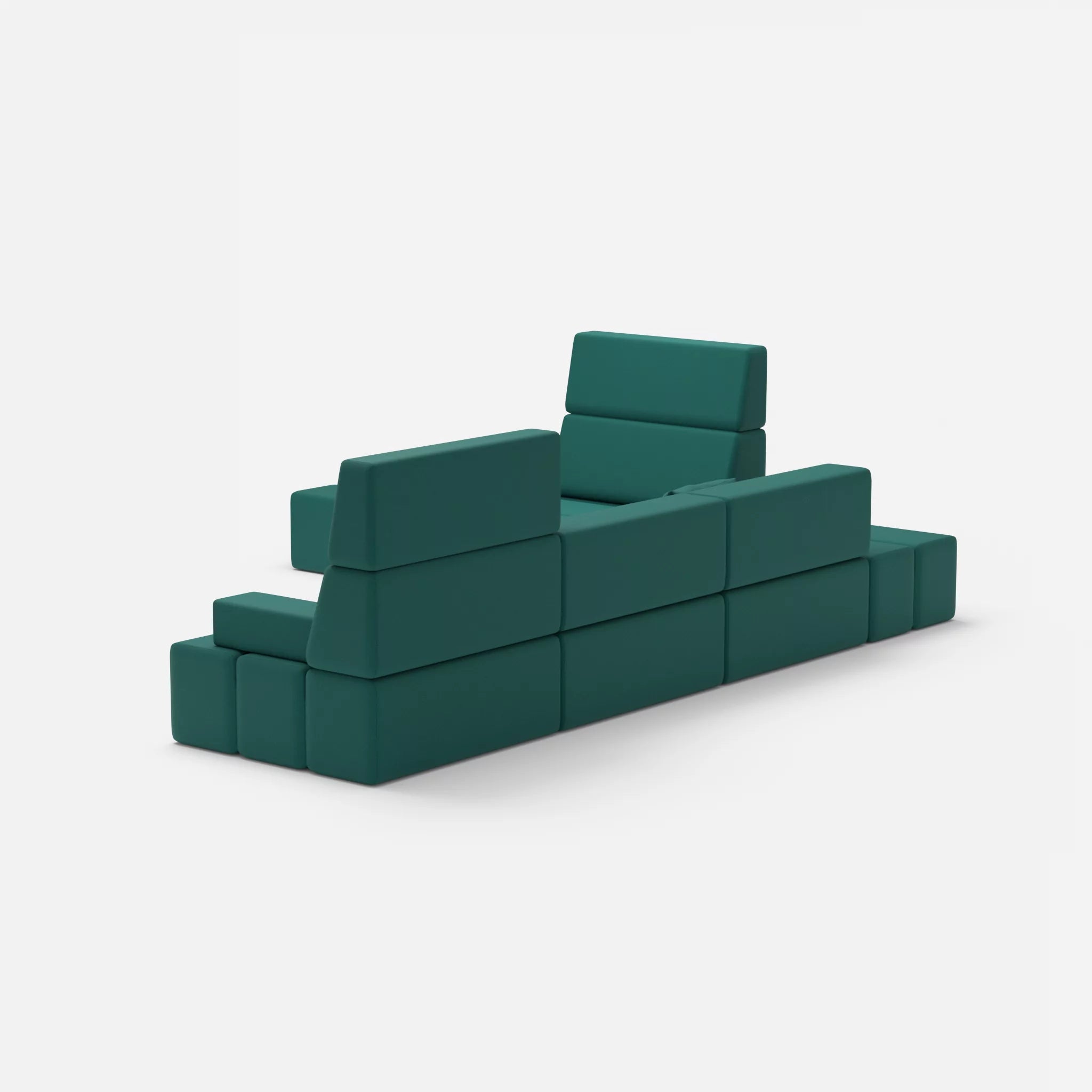 Ecksofa Bricks 4 radio6015 in Türkis von hinten