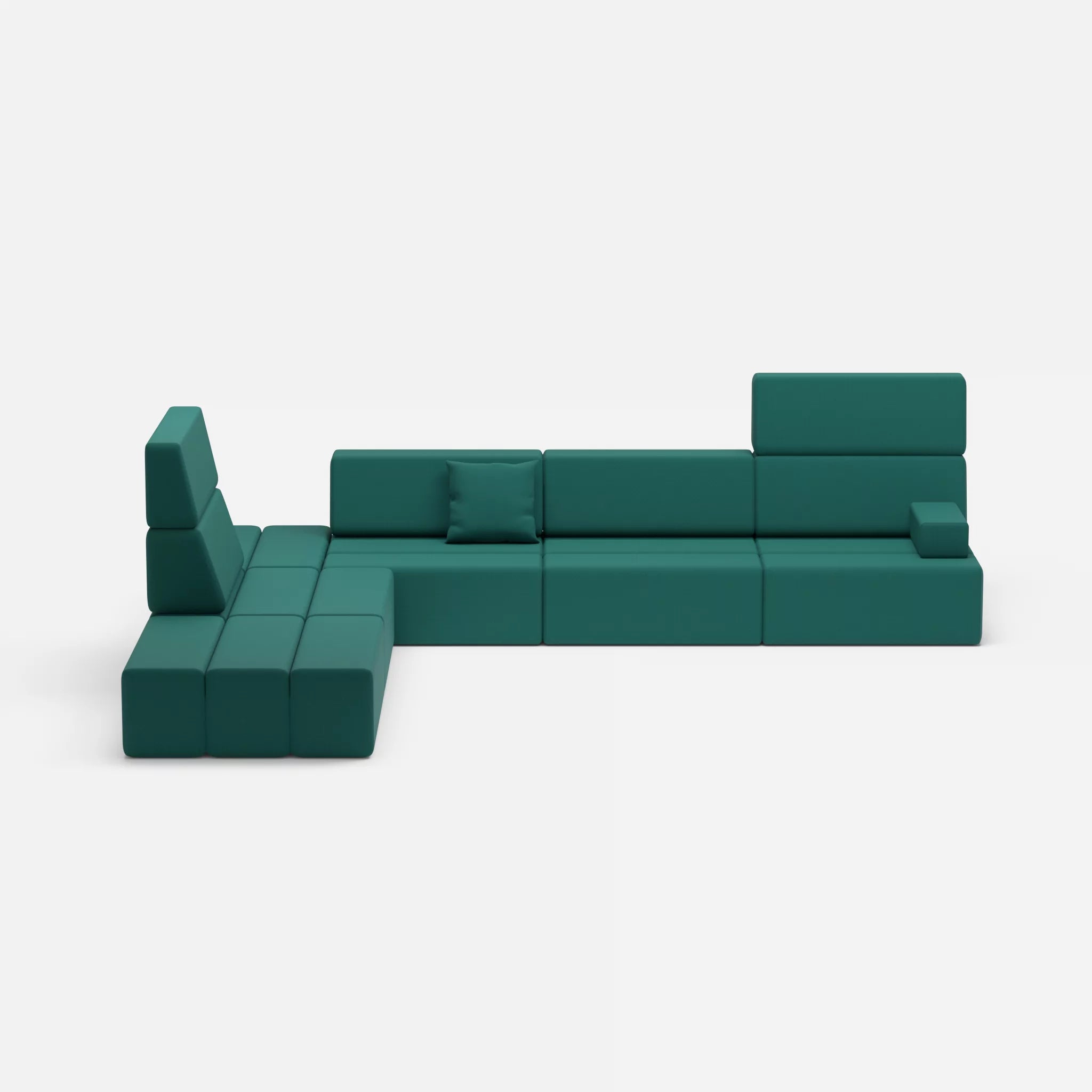 Ecksofa Bricks 4 radio6015 in Türkis von vorne