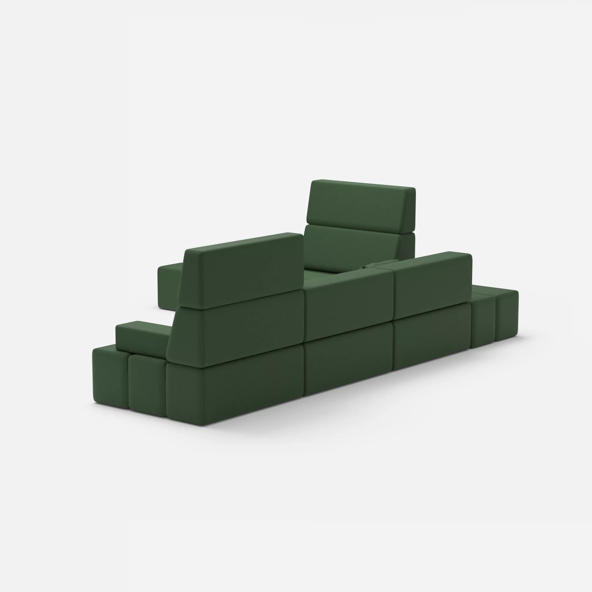 Ecksofa Bricks 4 radio7036 in Olive von hinten
