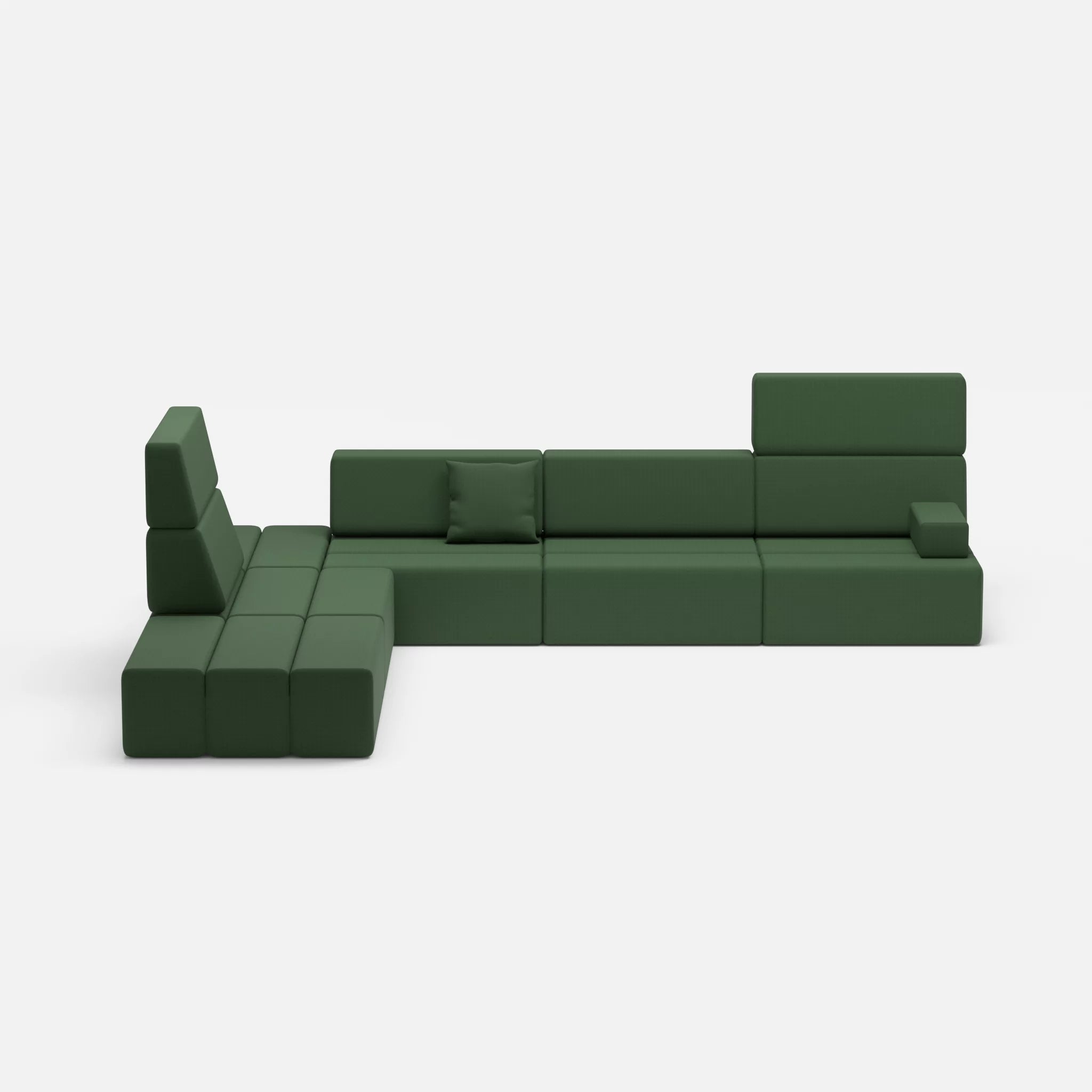 Ecksofa Bricks 4 radio7036 in Olive von vorne