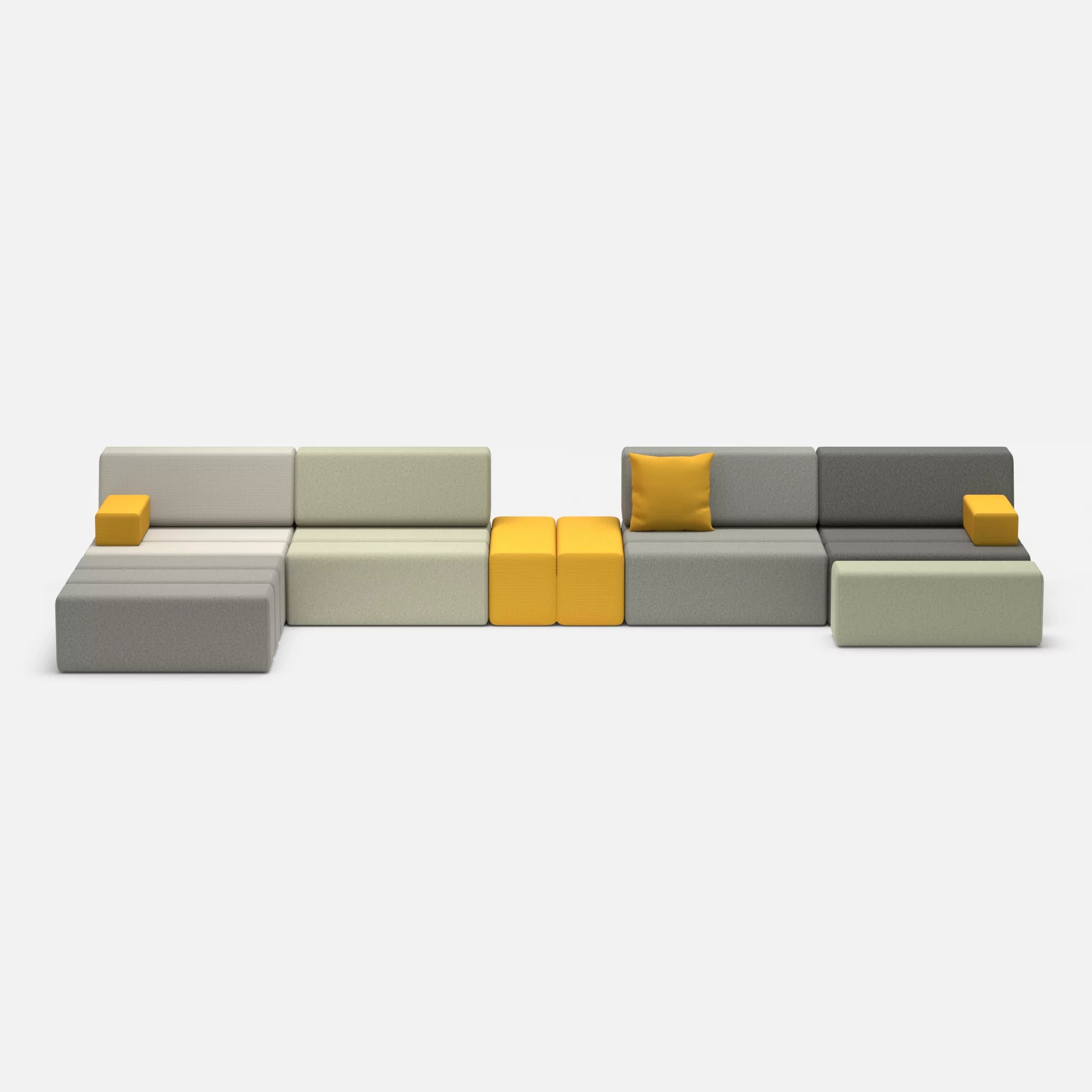L Sofa Bricks 1 dama0003-novumcurry in Mittelgrau und Curry von vorne