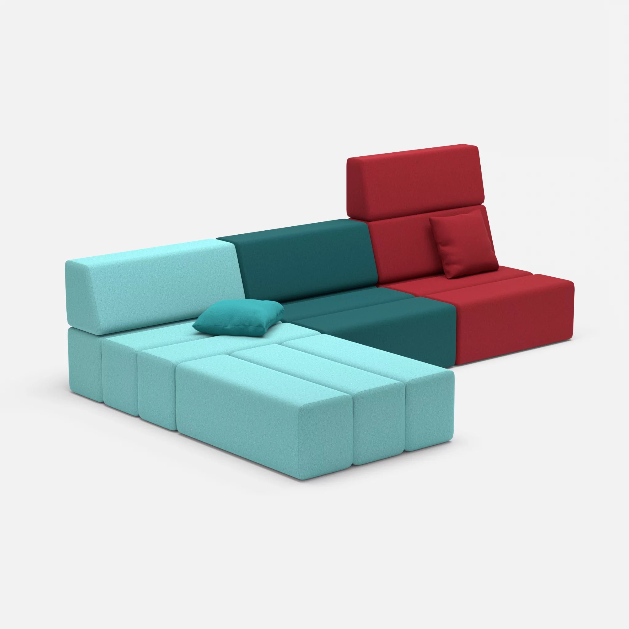 L Sofa Bricks 4 dama0030-dama0018 in Türkis und Türkis von der Seite
