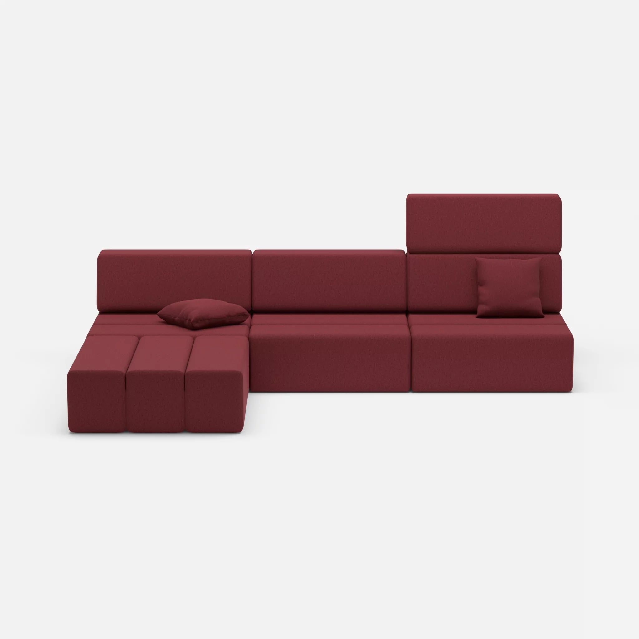 L Sofa Bricks 4 dama0034 in Bordeaux von vorne