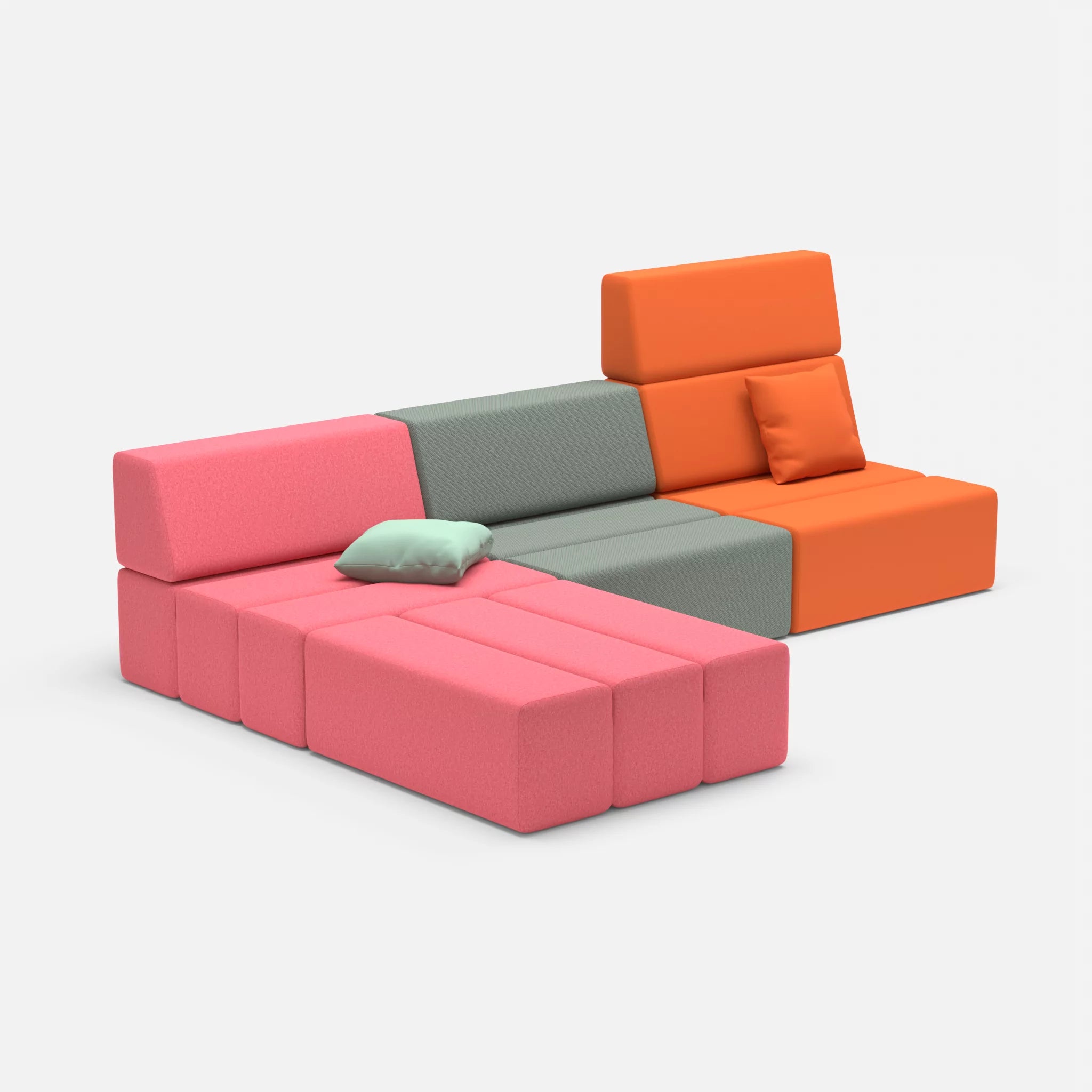 L Sofa Bricks 4 dama0083-novumdelphi in Pink und Graublau von der Seite