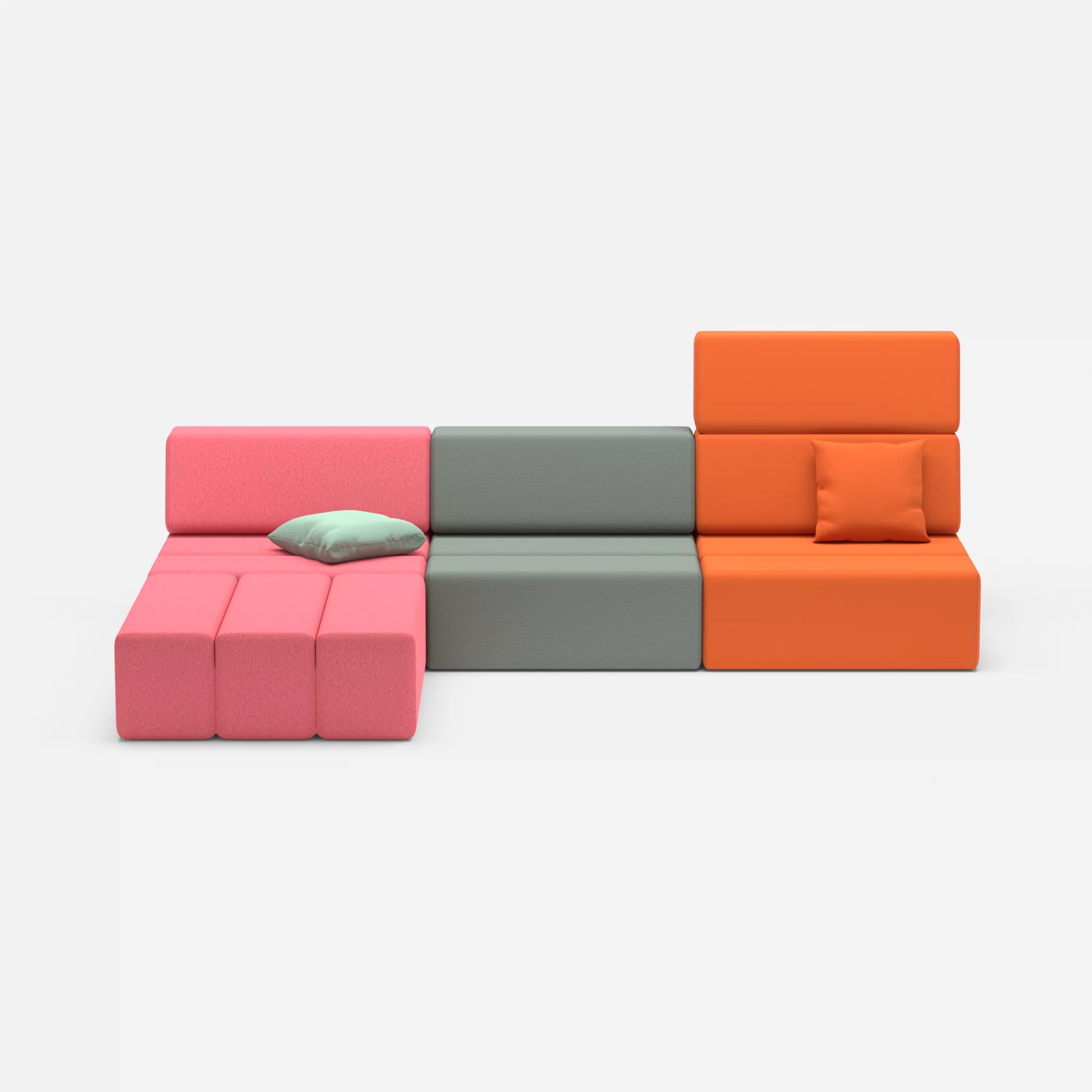 L Sofa Bricks 4 dama0083-novumdelphi in Pink und Graublau von vorne