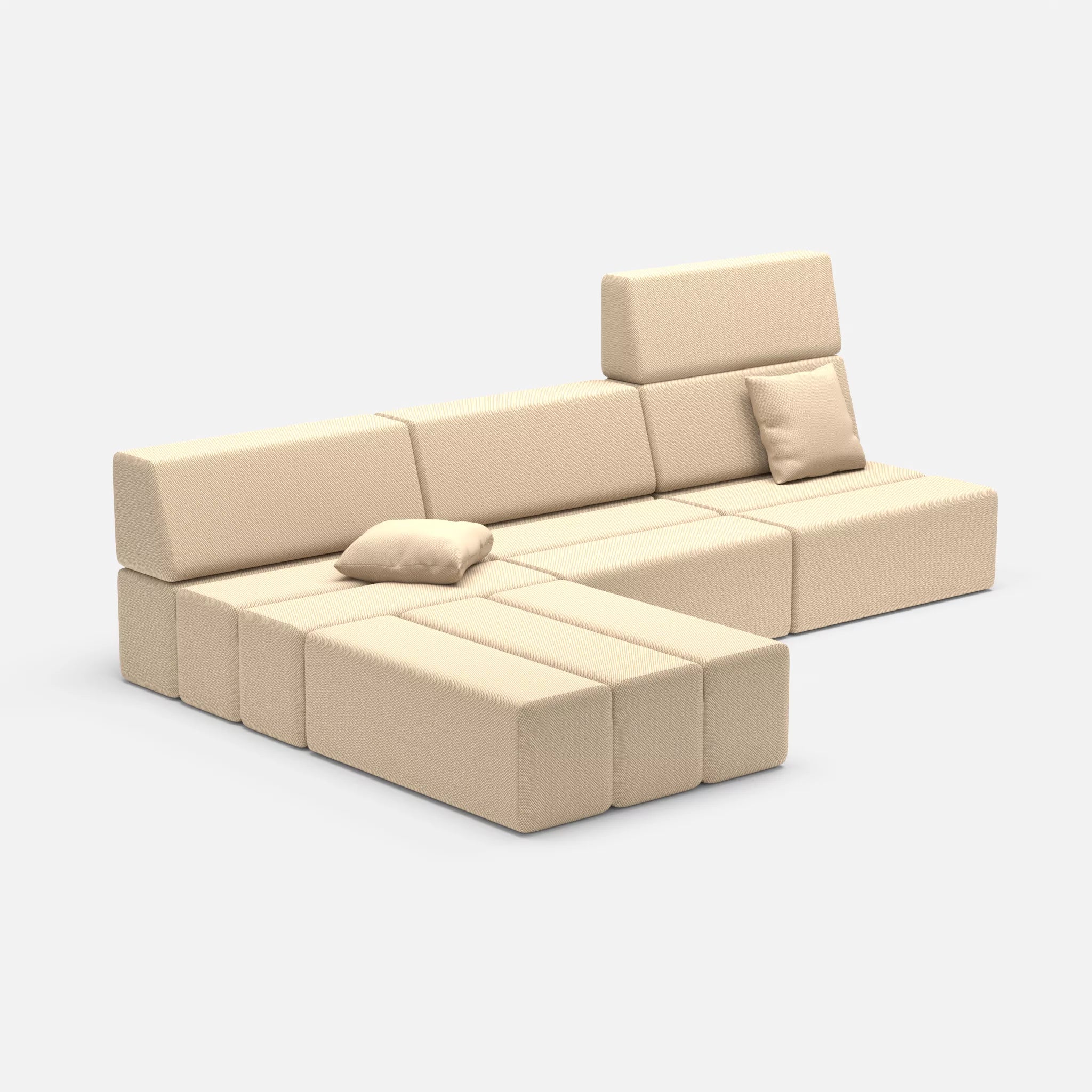 L Sofa Bricks 4 novumcocos in Hellbraun von der Seite
