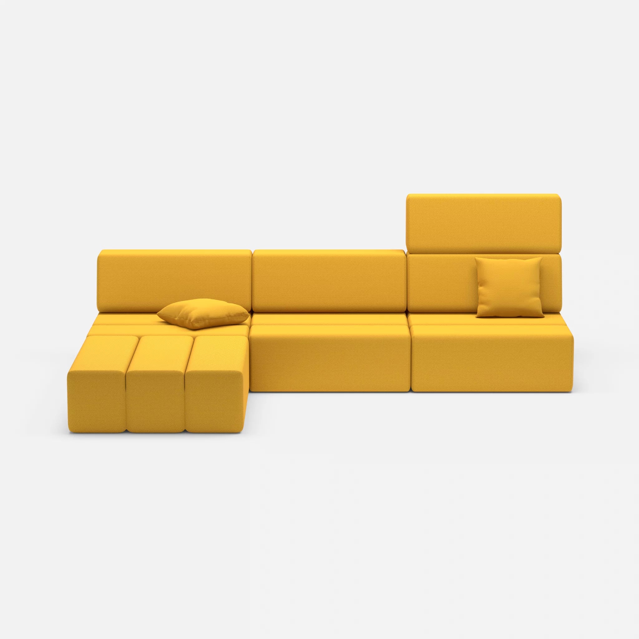 L Sofa Bricks 4 novumcurry in Curry von vorne