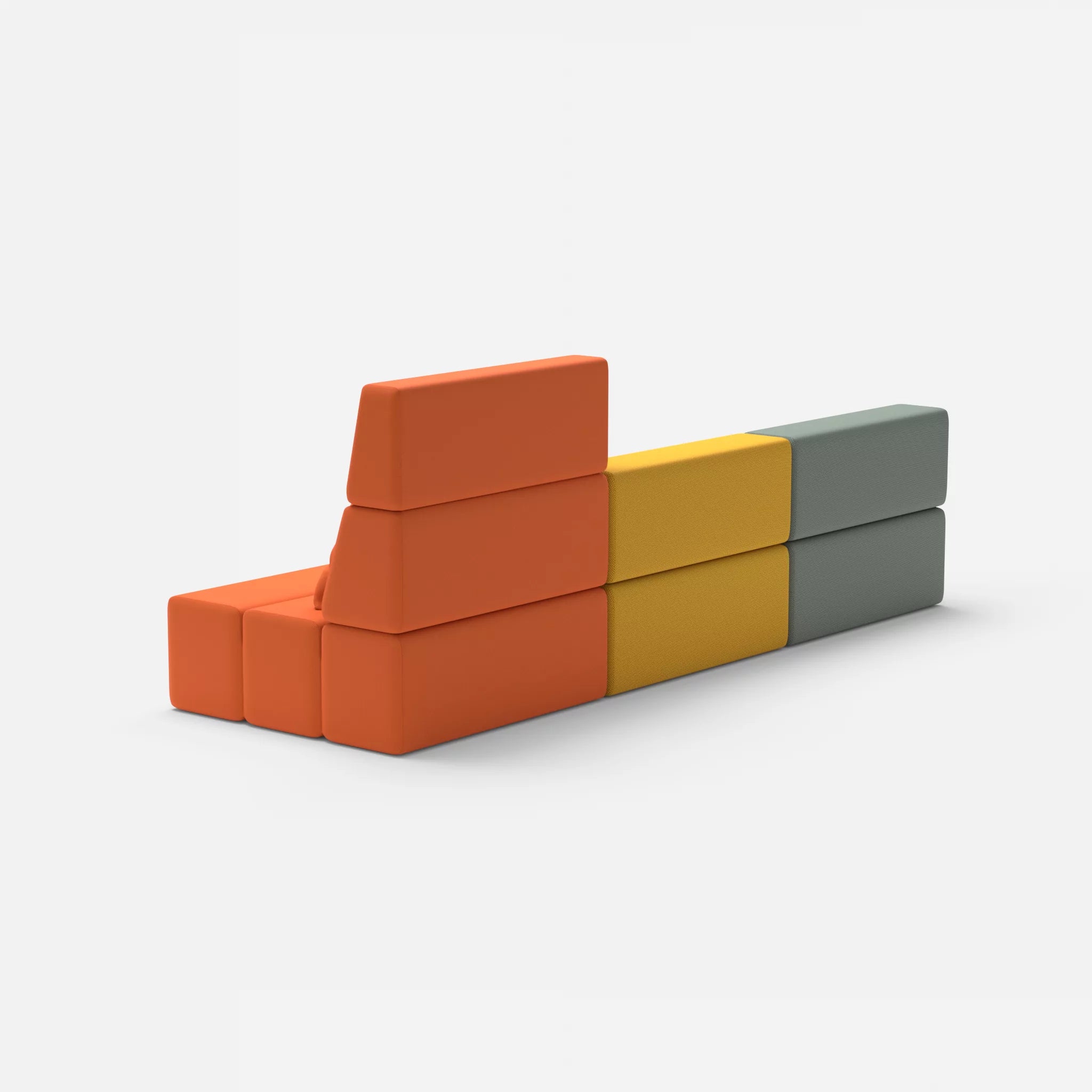 L Sofa Bricks 4 novumdelphi-novumcurry in Graublau und Curry von hinten