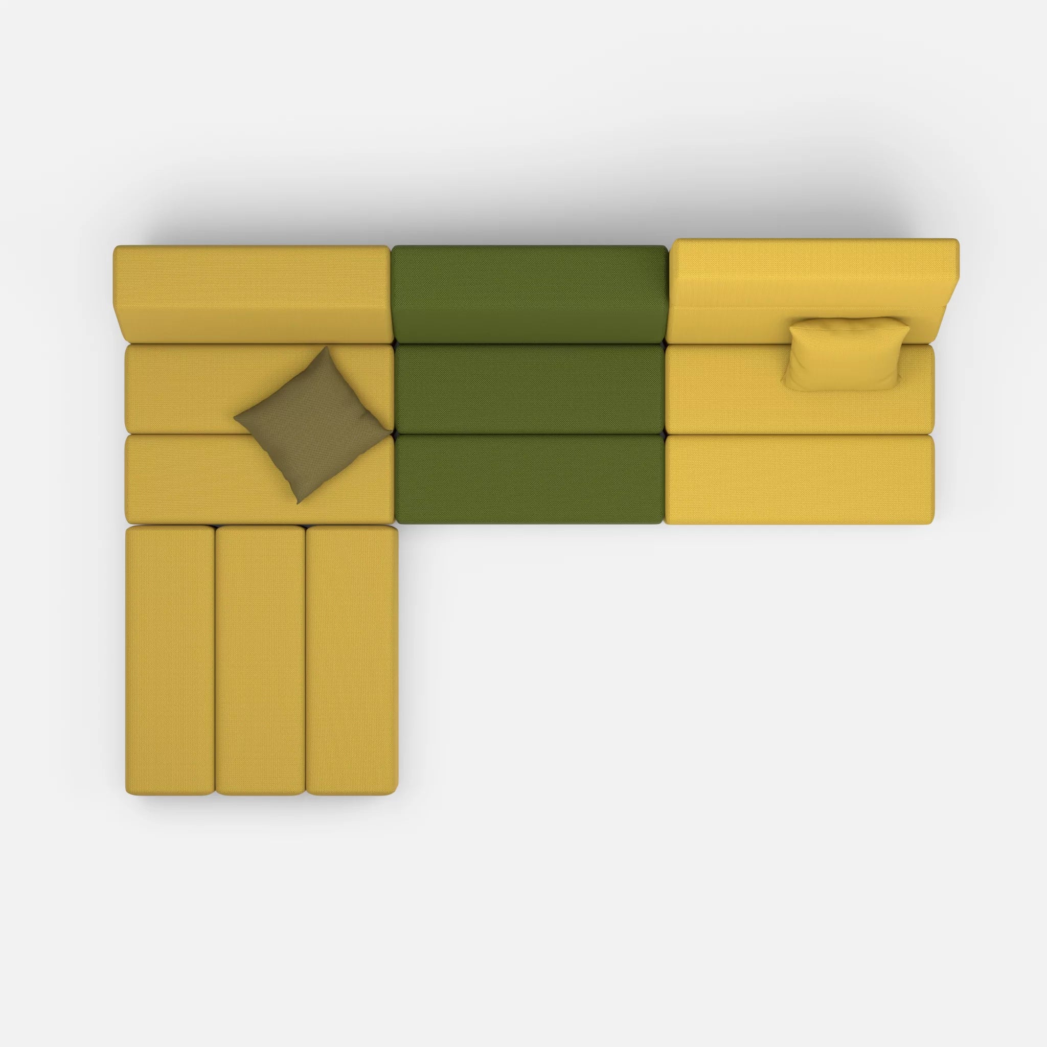 L Sofa Bricks 4 novumtivoli-novummoss in Hellgrün und Grün von oben