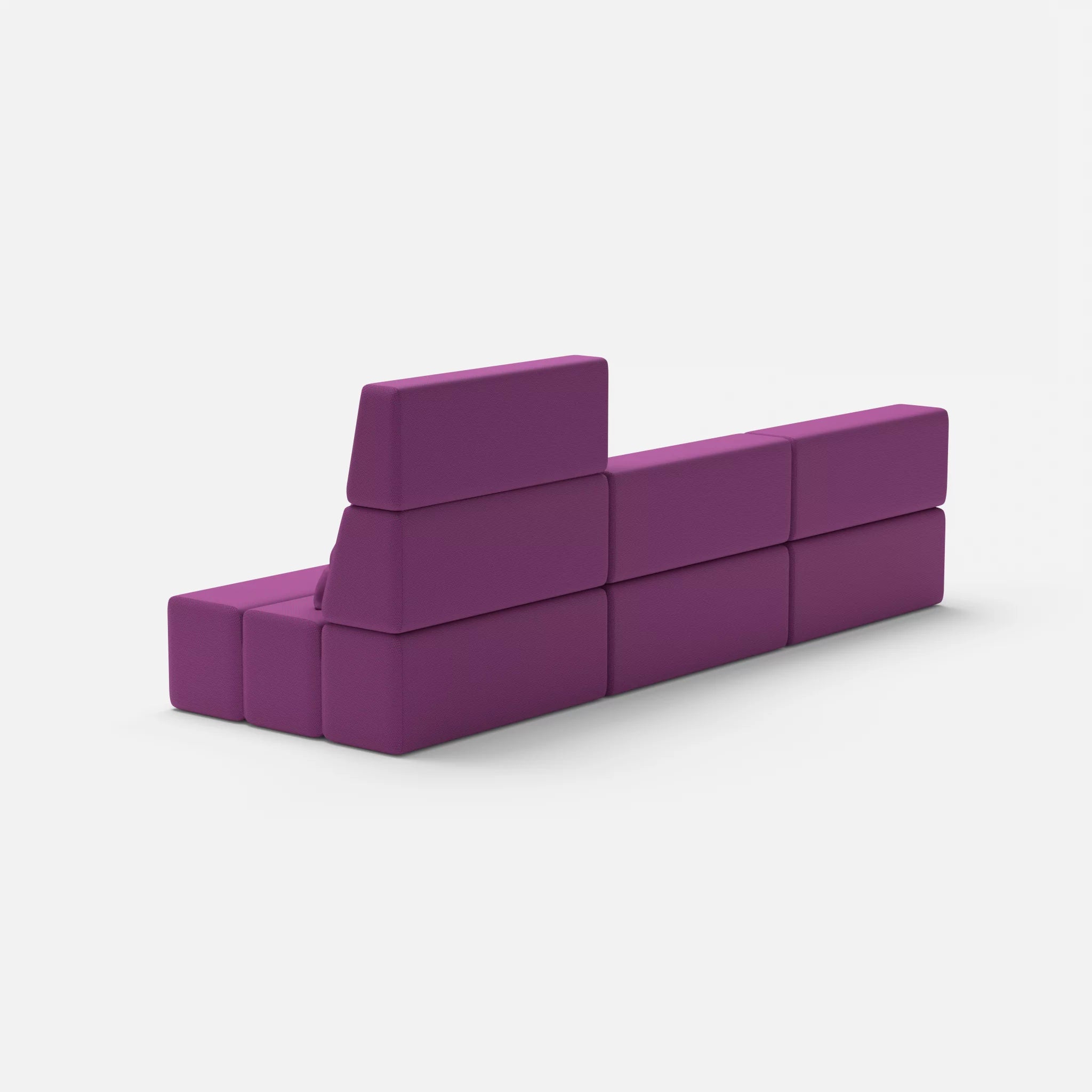 L Sofa Bricks 4 novumviola in Violett von hinten