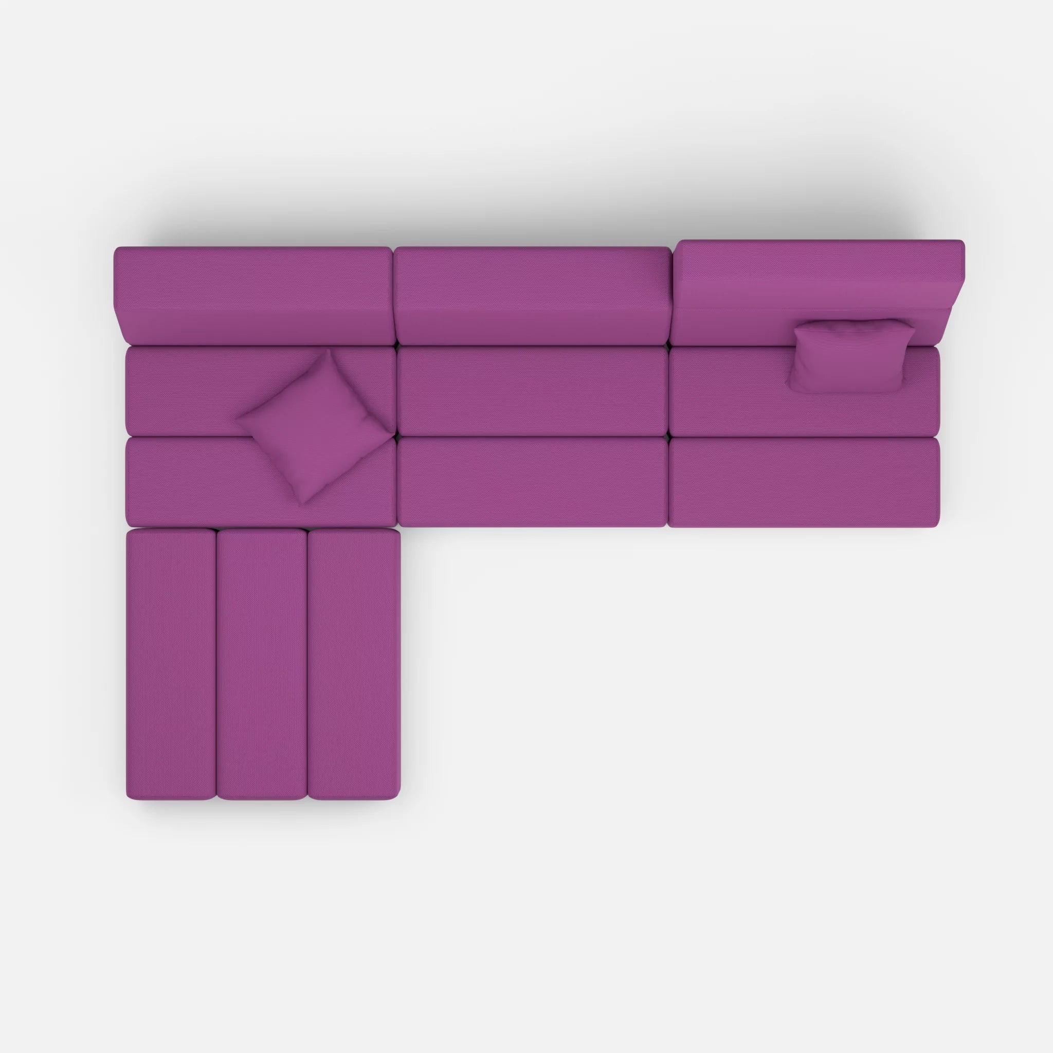 L Sofa Bricks 4 novumviola in Violett von oben