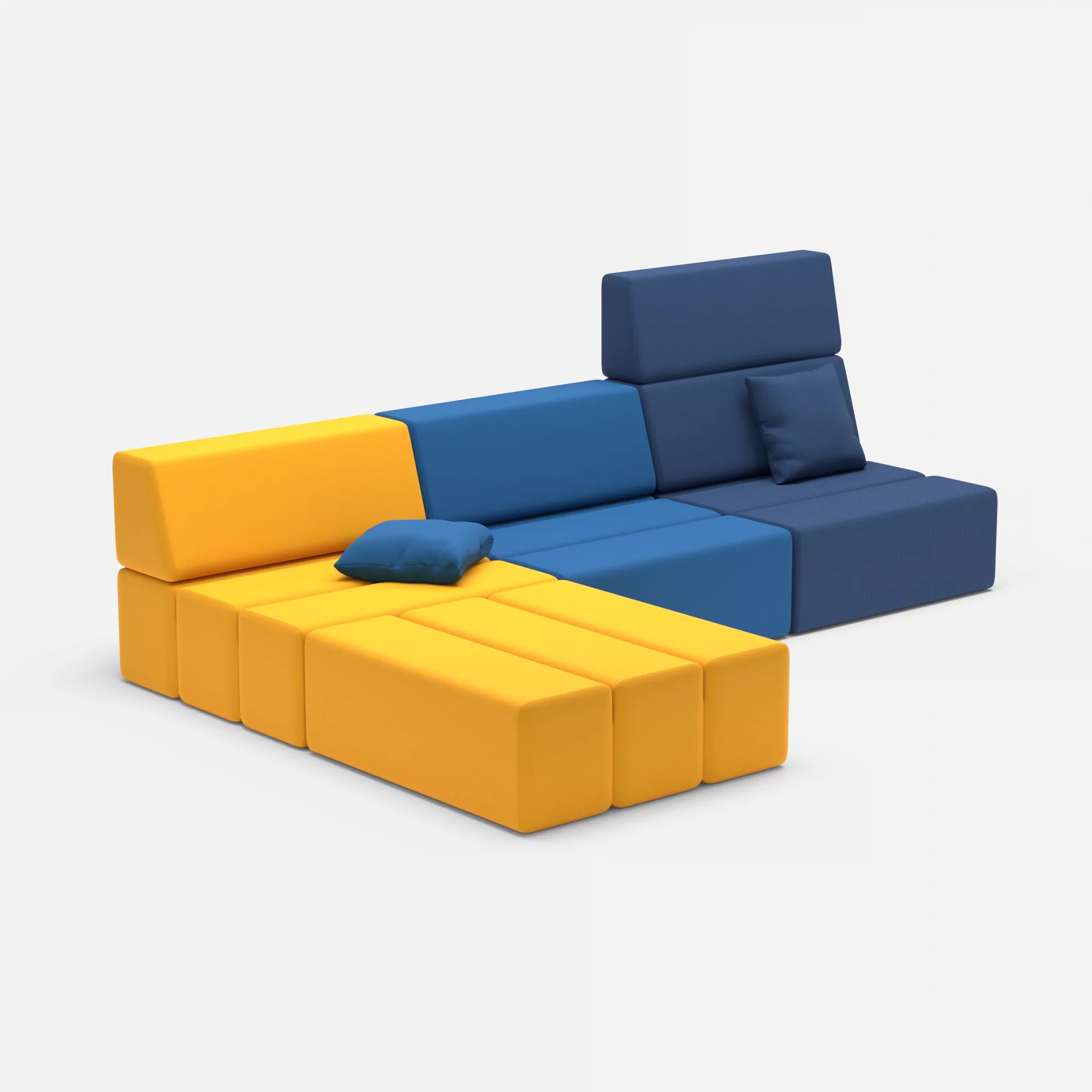 L Sofa Bricks 4 radio3008-radio6075 in Gelb und Blau von der Seite