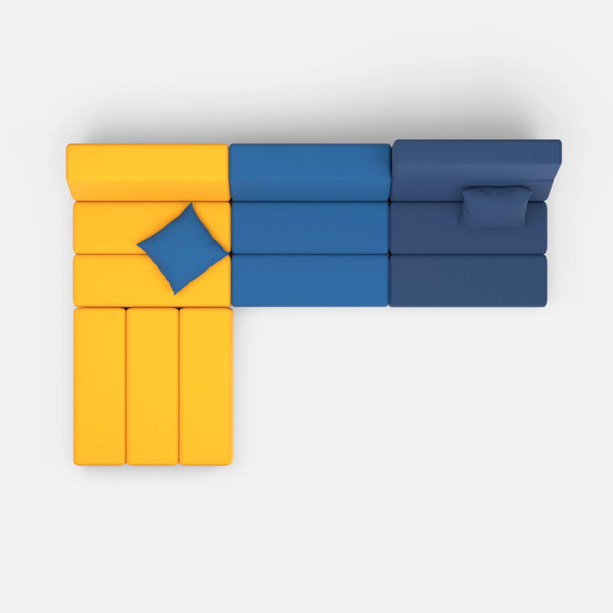 L Sofa Bricks 4 radio3008-radio6075 in Gelb und Blau von oben