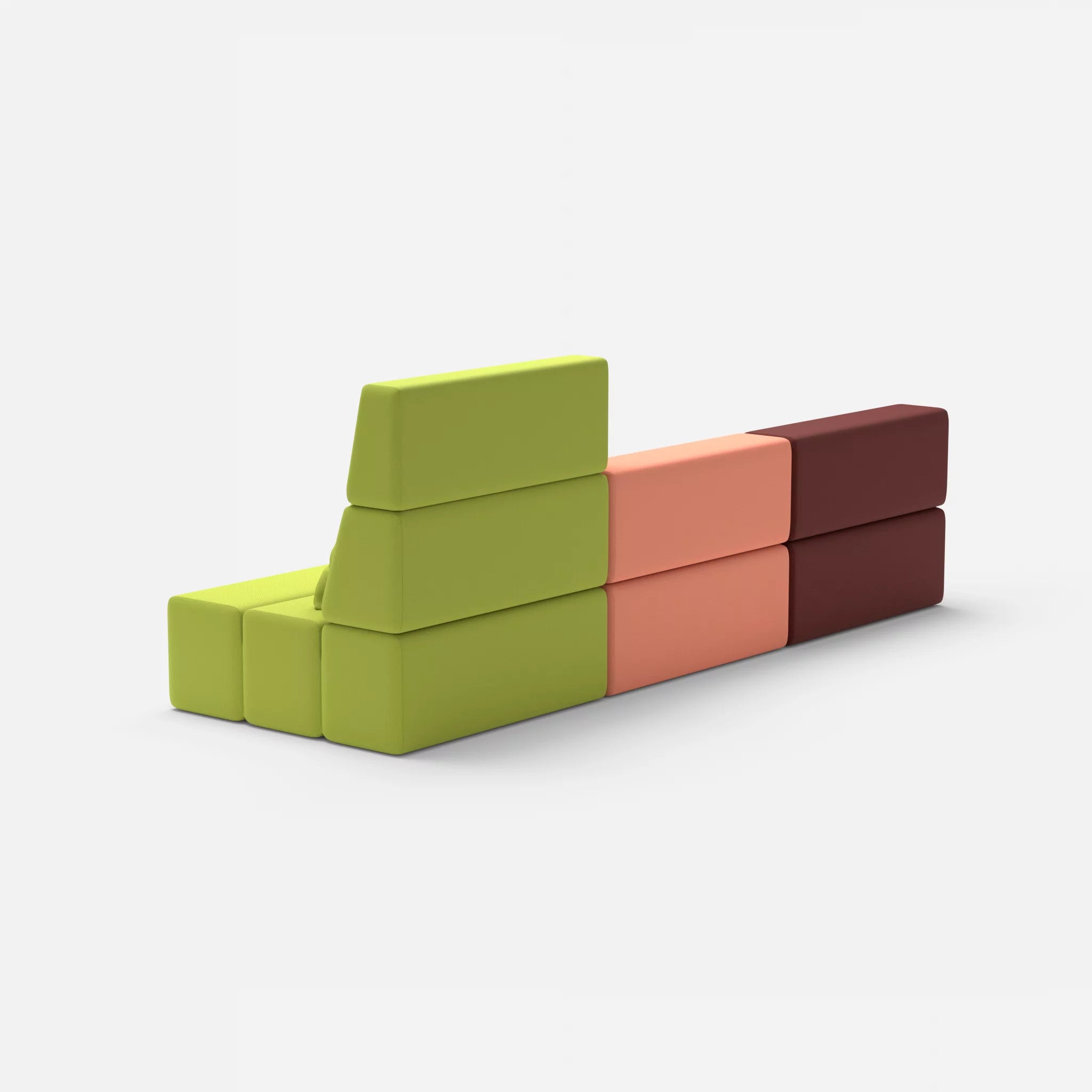 L Sofa Bricks 4 radio4517-radio4046 in Dunkelrot und Coral von hinten