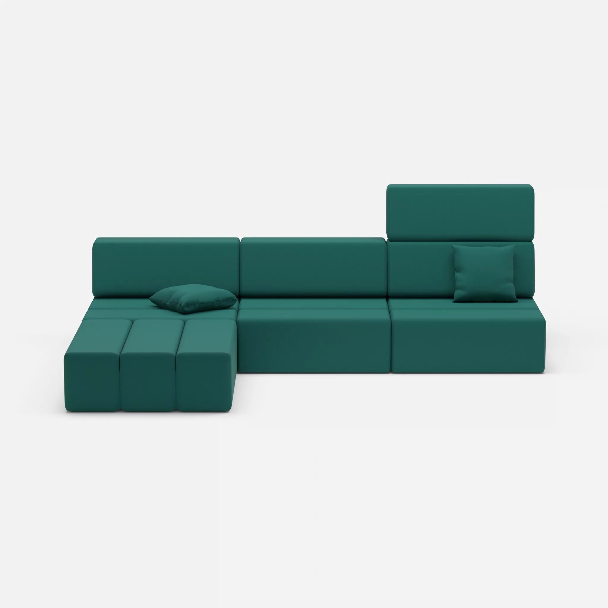 L Sofa Bricks 4 radio6015 in Türkis von vorne