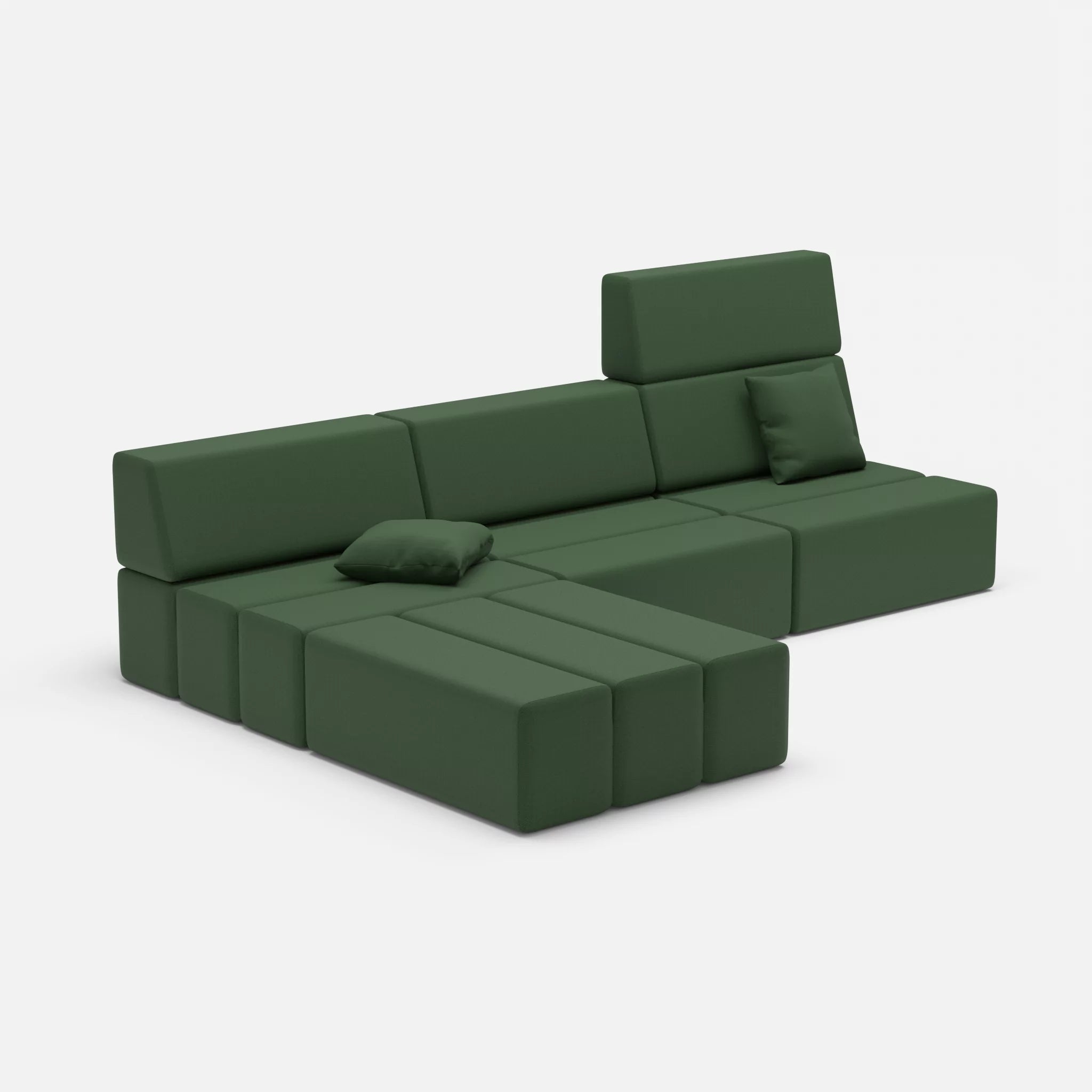 L Sofa Bricks 4 radio7036 in Olive von der Seite