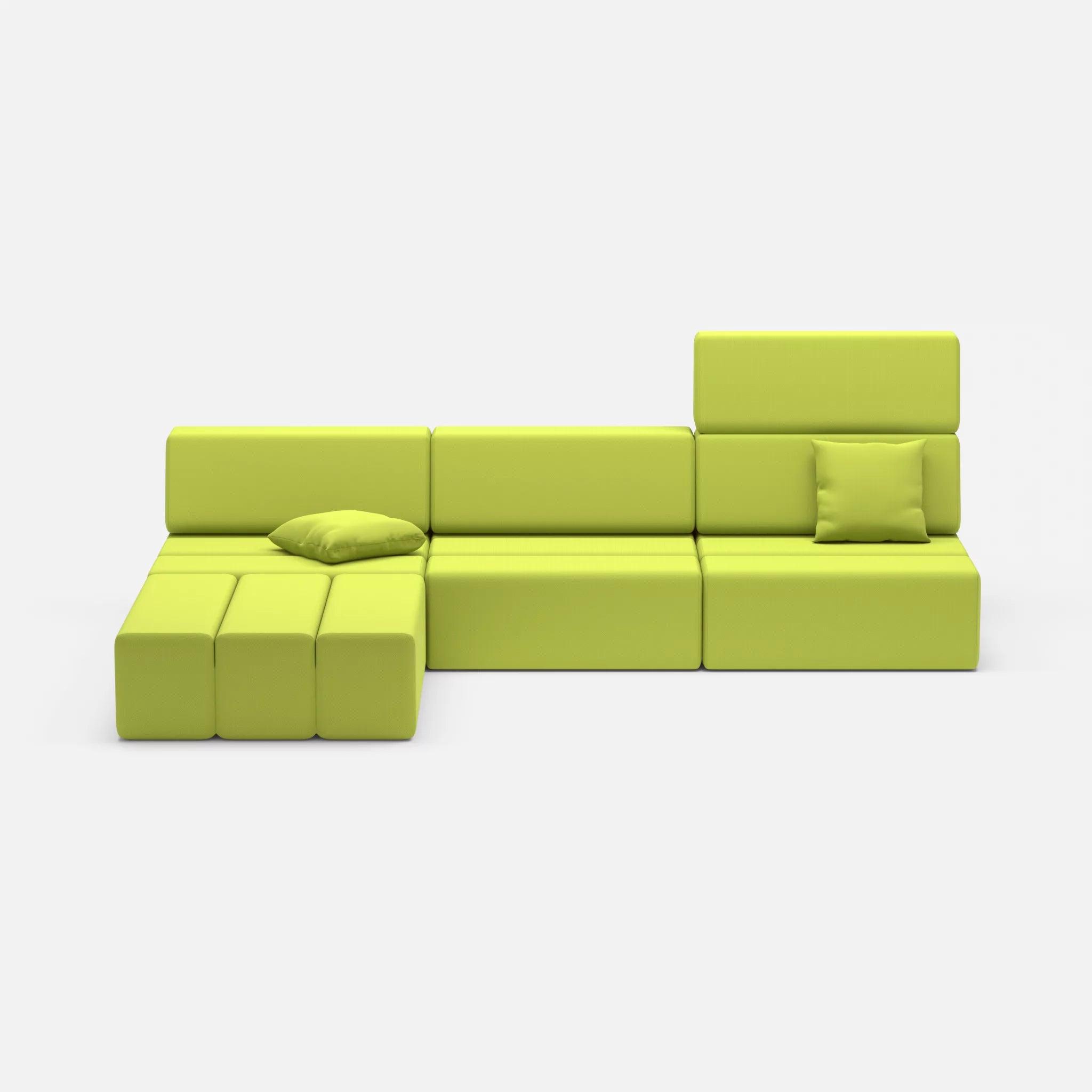 L Sofa Bricks 4 radio7041 in Hellgrün von vorne