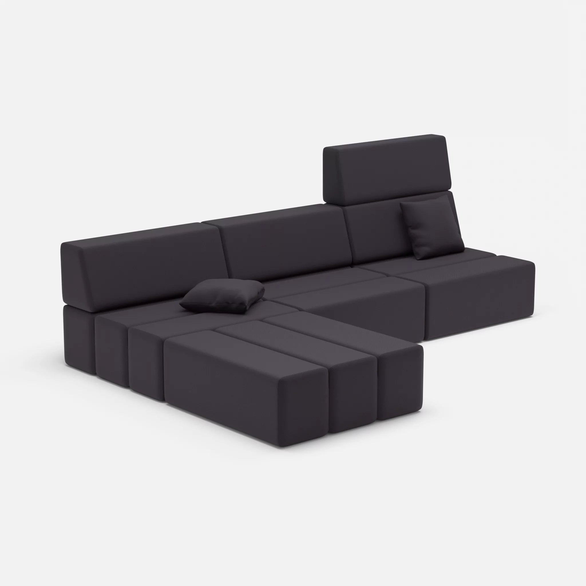 L Sofa Bricks 4 radio8517 in Anthrazit von der Seite