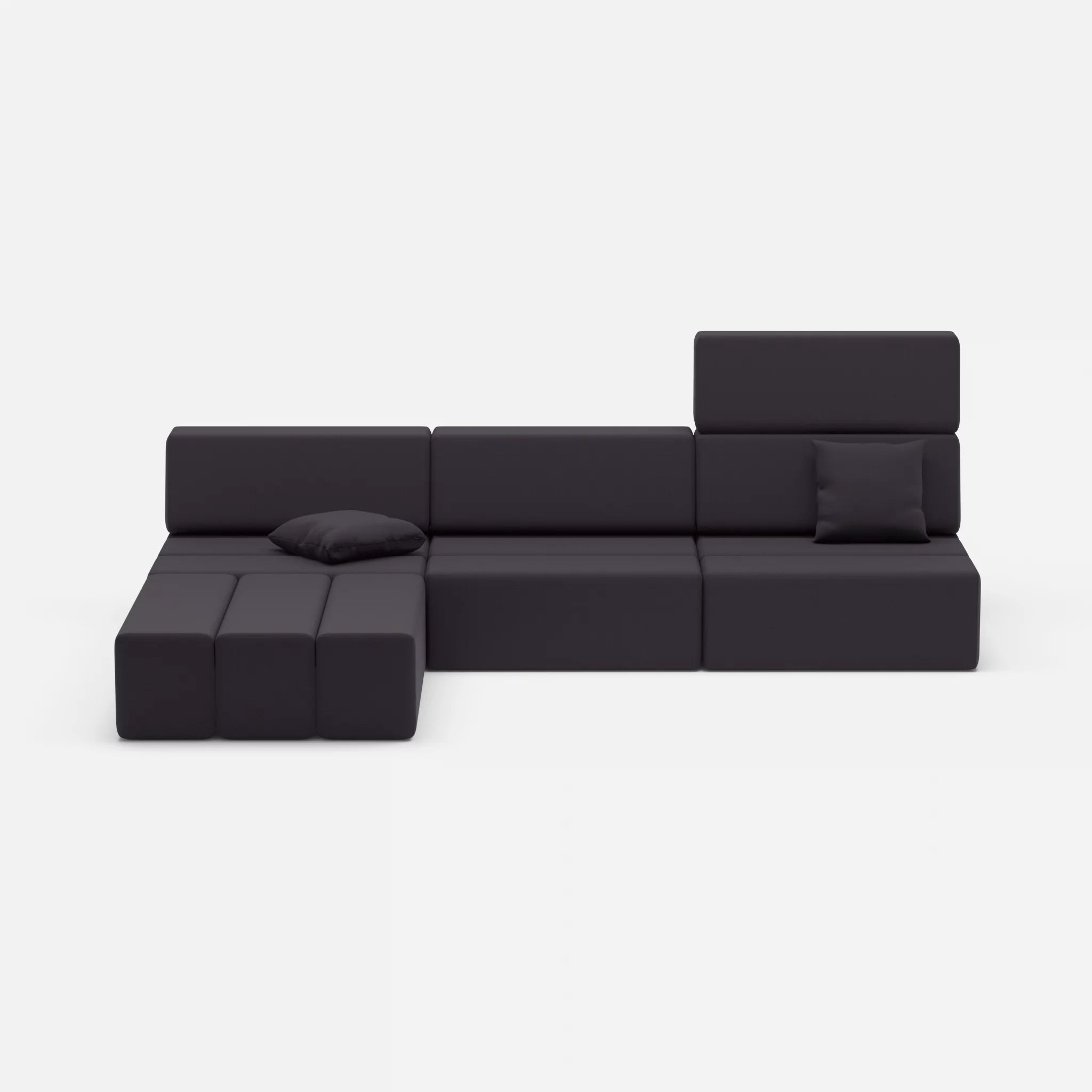 L Sofa Bricks 4 radio8517 in Anthrazit von vorne