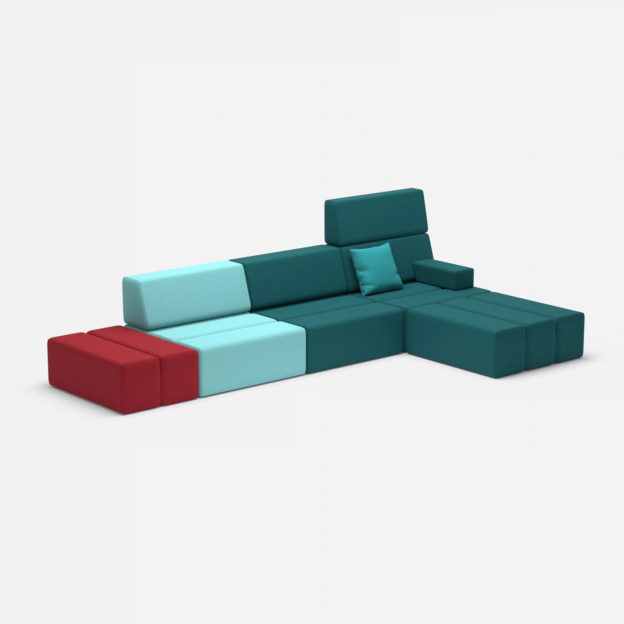L Sofa Bricks 5 dama0030-dama0018 in Türkis und Türkis von der Seite