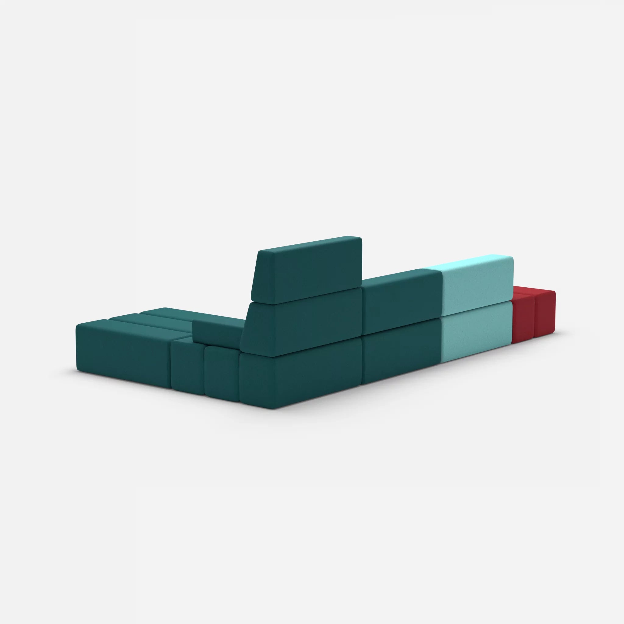 L Sofa Bricks 5 dama0030-dama0018 in Türkis und Türkis von hinten