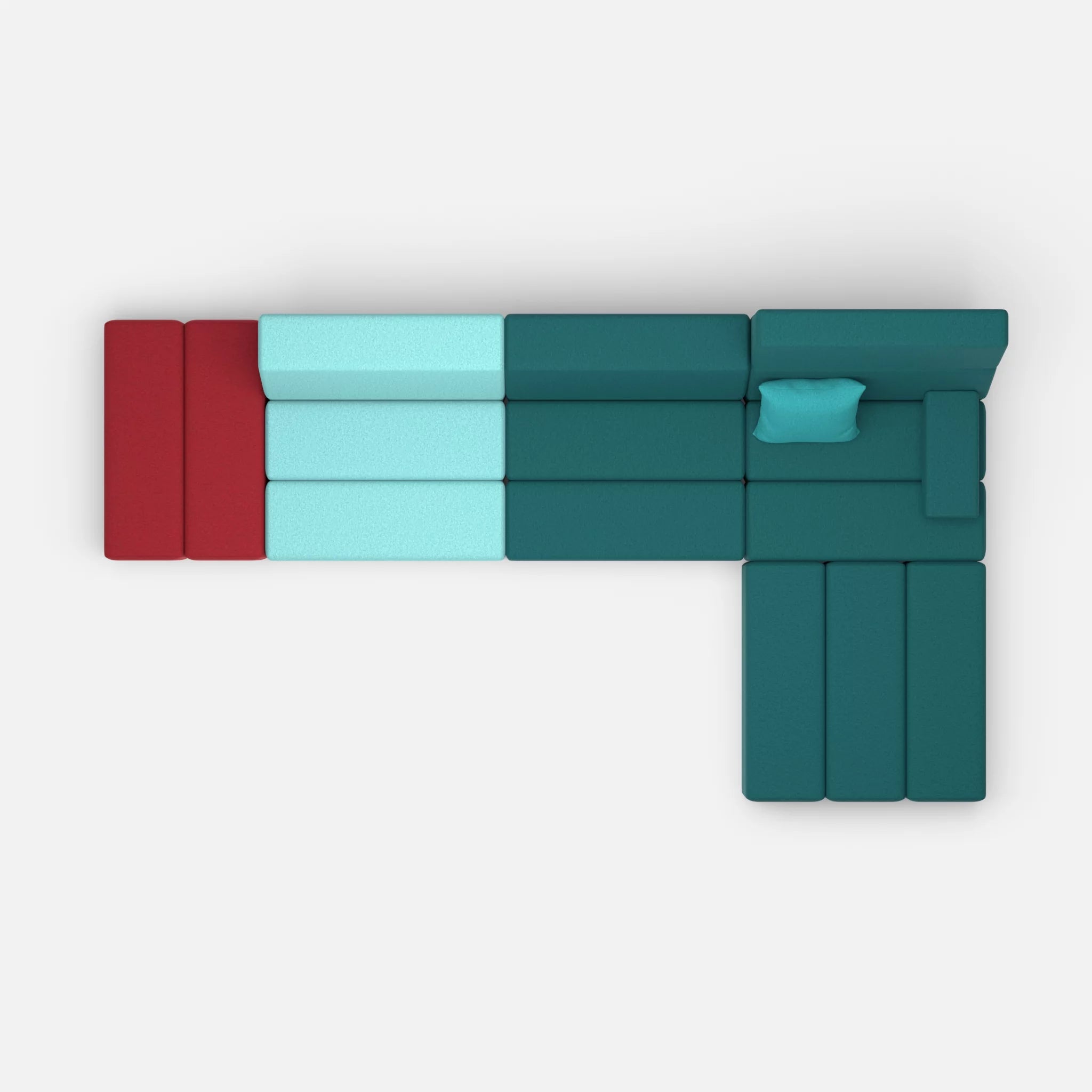 L Sofa Bricks 5 dama0030-dama0018 in Türkis und Türkis von oben
