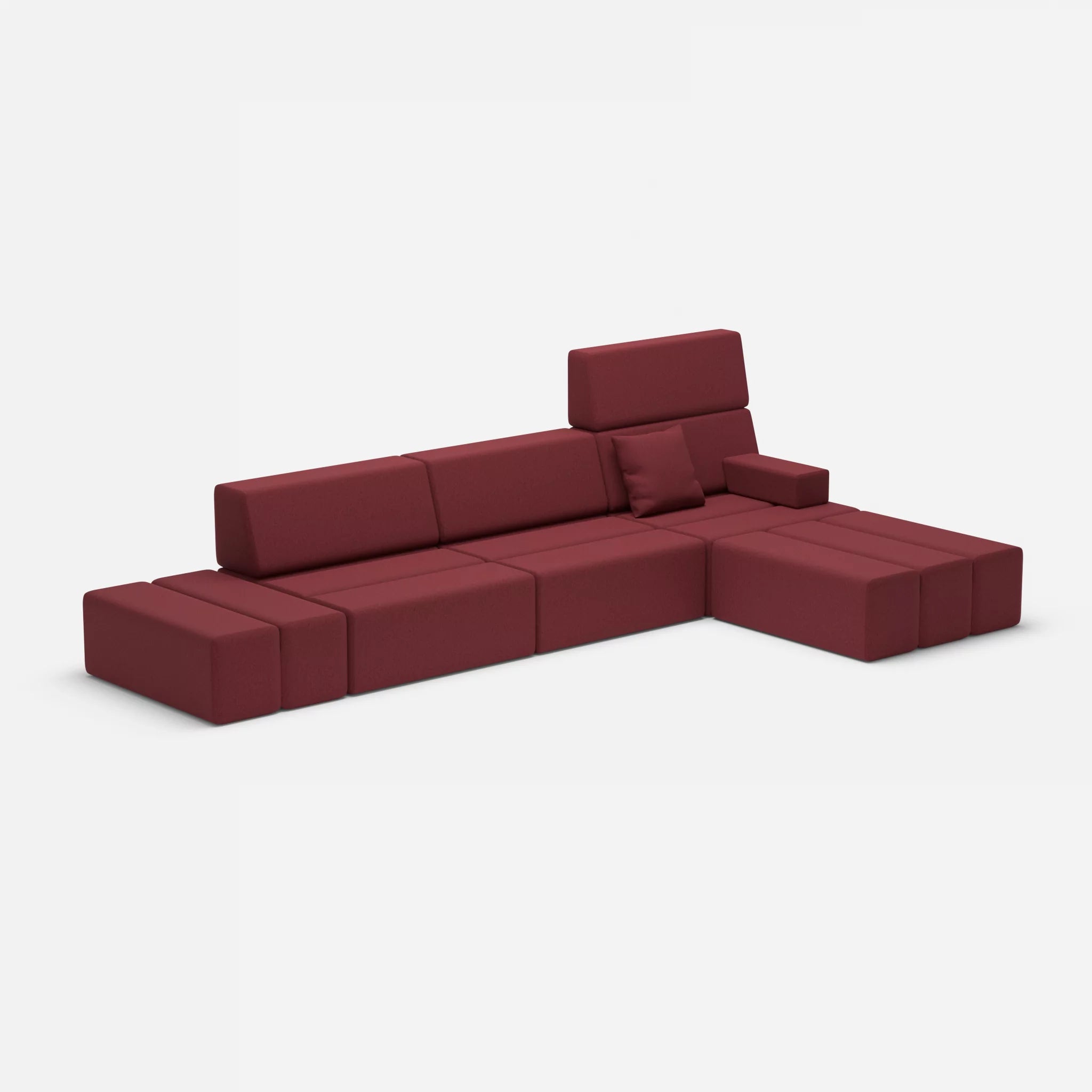 L Sofa Bricks 5 dama0034 in Bordeaux von der Seite