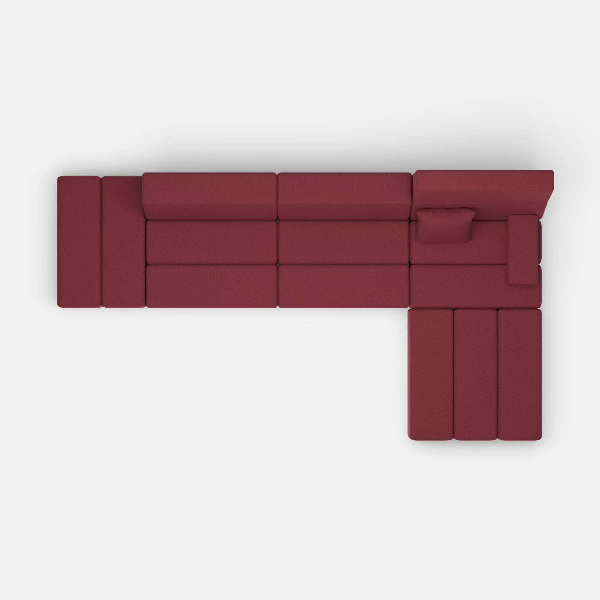 L Sofa Bricks 5 dama0034 in Bordeaux von oben