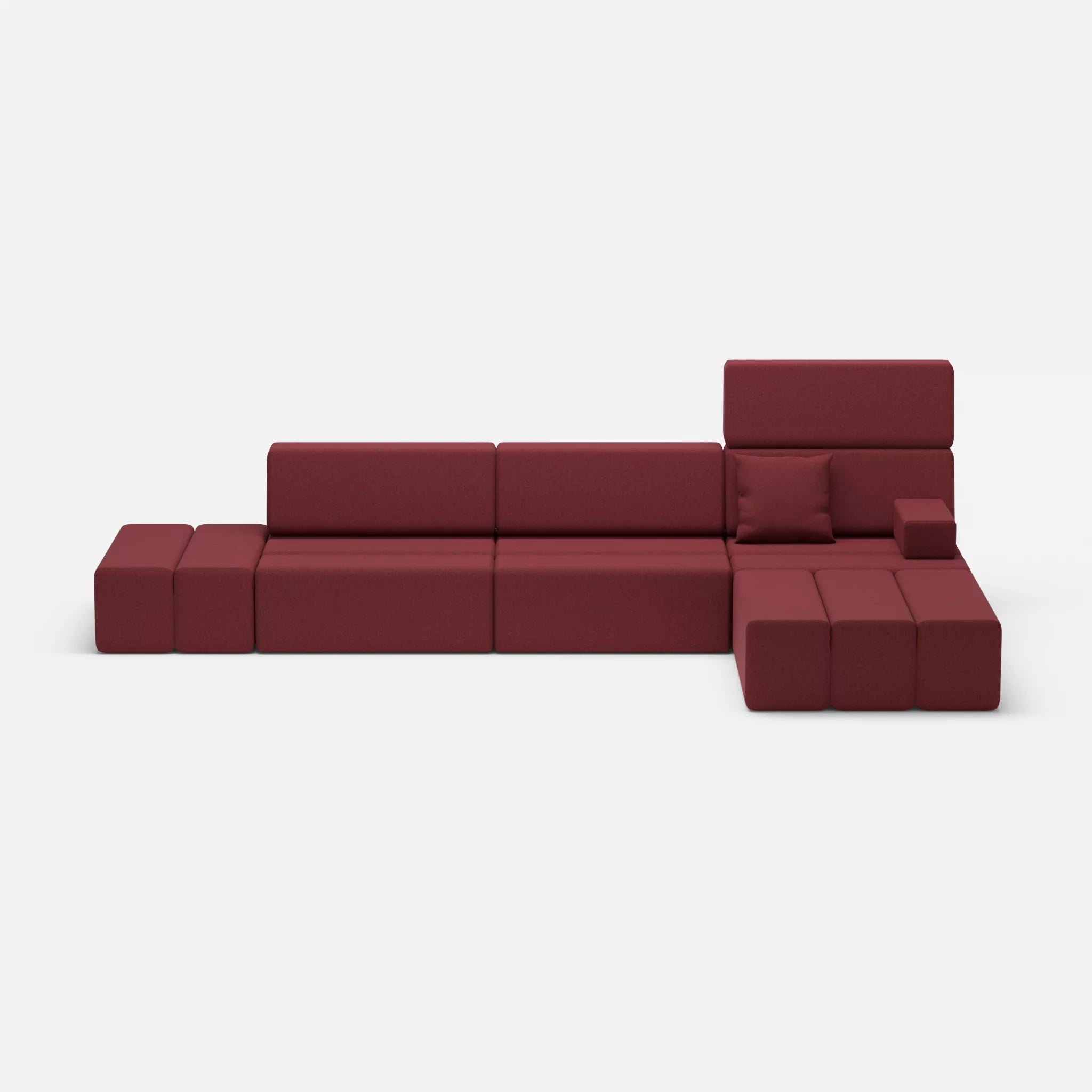 L Sofa Bricks 5 dama0034 in Bordeaux von vorne
