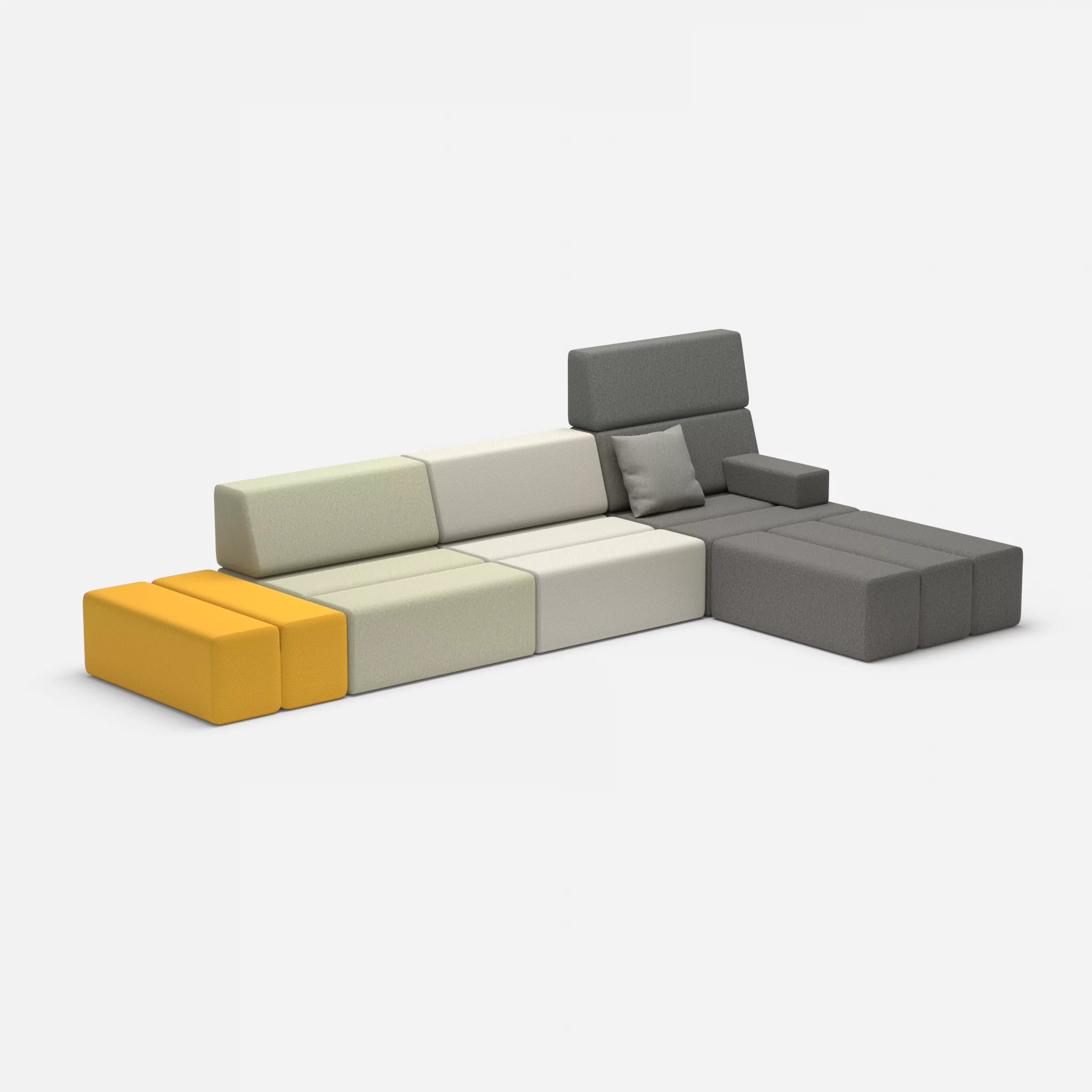 L Sofa Bricks 5 dama0057-dama0004 in Hellgrau und Dunkelgrau von der Seite