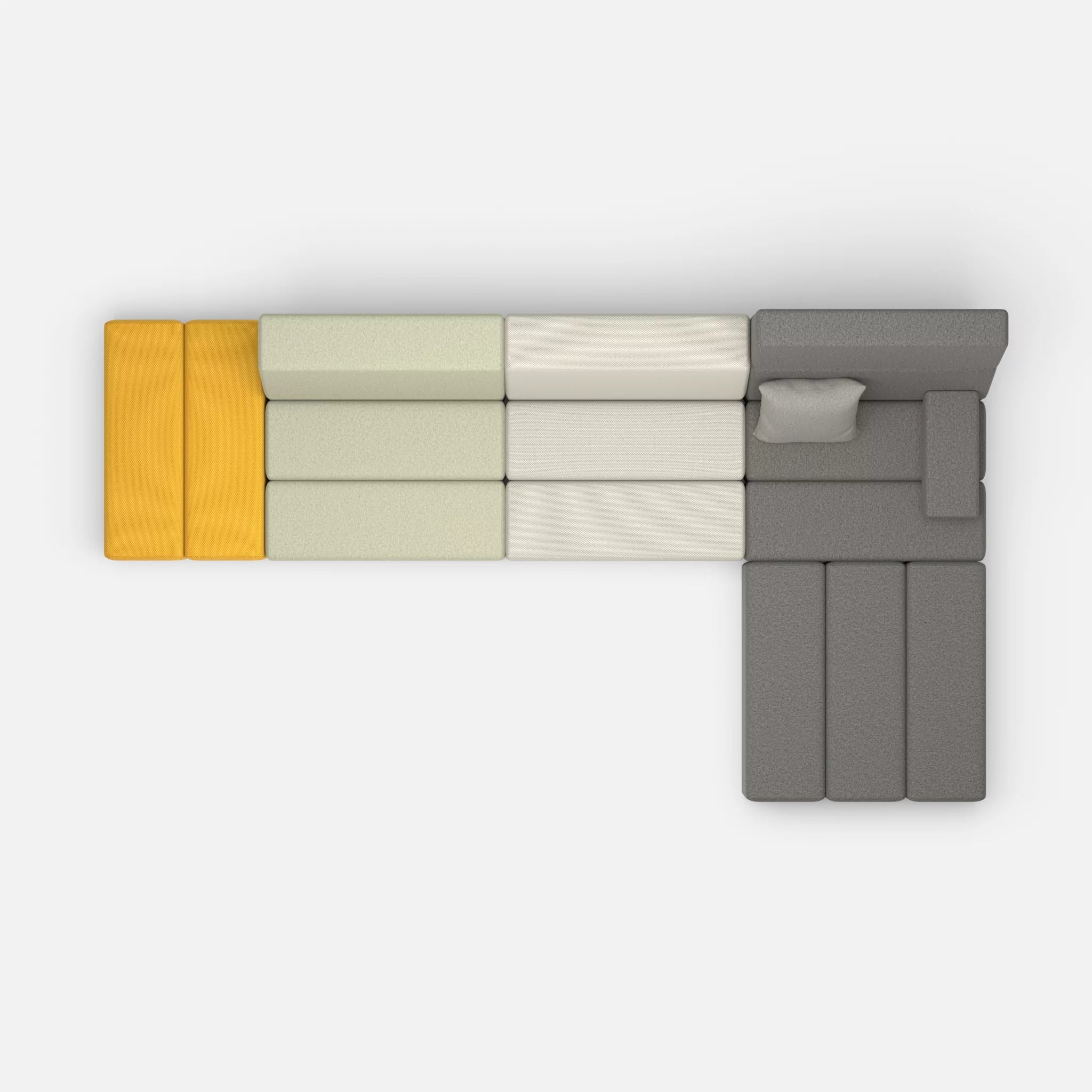 L Sofa Bricks 5 dama0057-dama0004 in Hellgrau und Dunkelgrau von oben