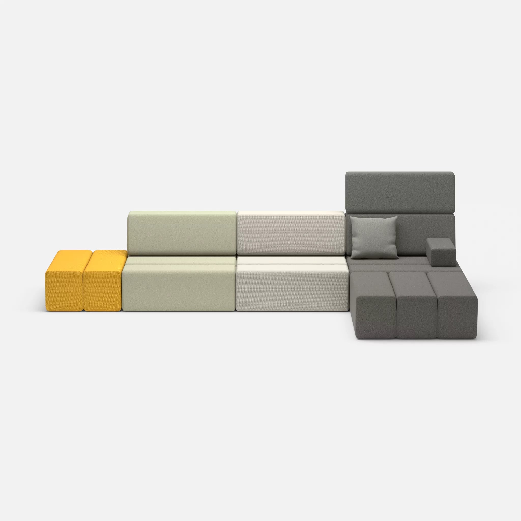 L Sofa Bricks 5 dama0057-dama0004 in Hellgrau und Dunkelgrau von vorne