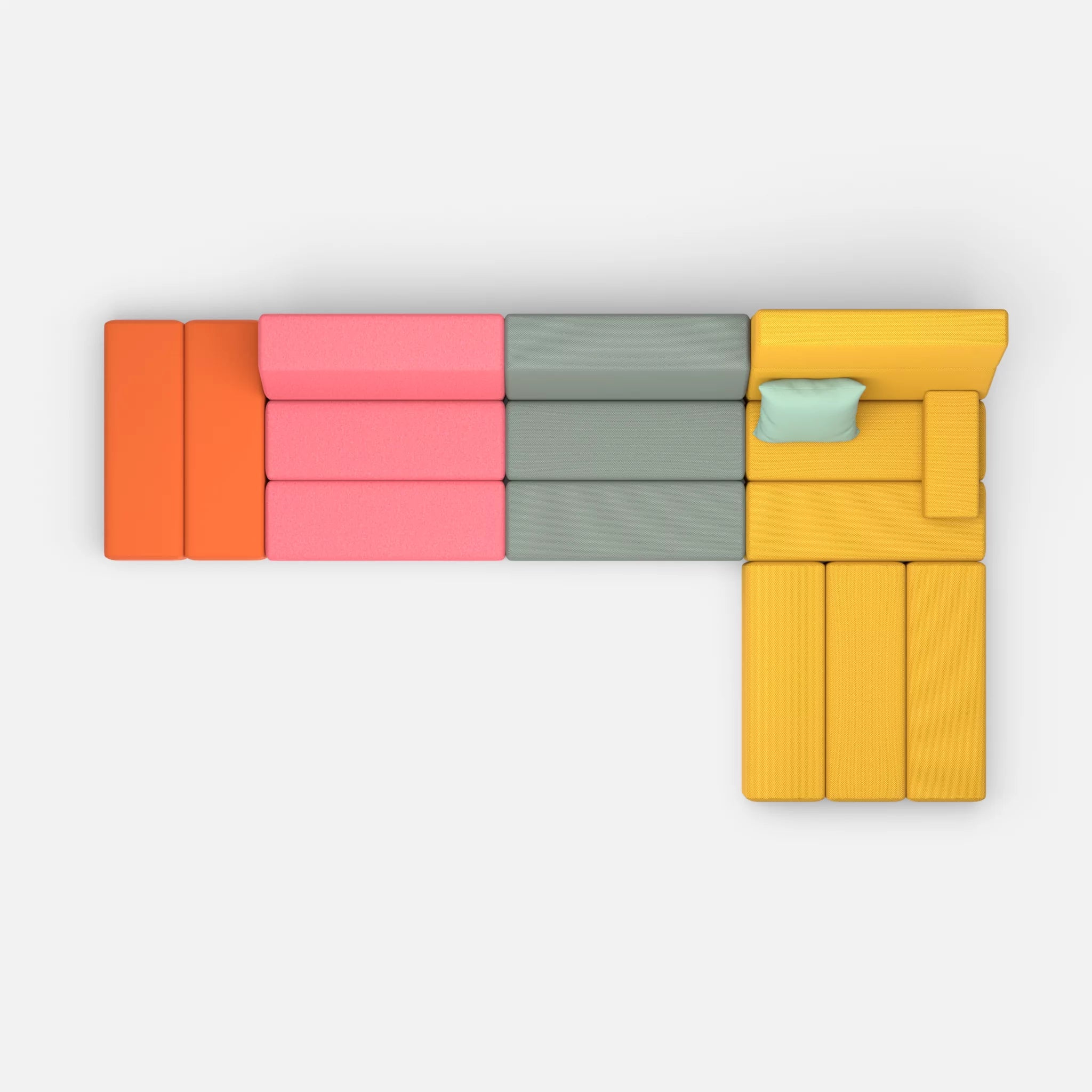 L Sofa Bricks 5 dama0083-novumcurry in Pink und Curry von oben