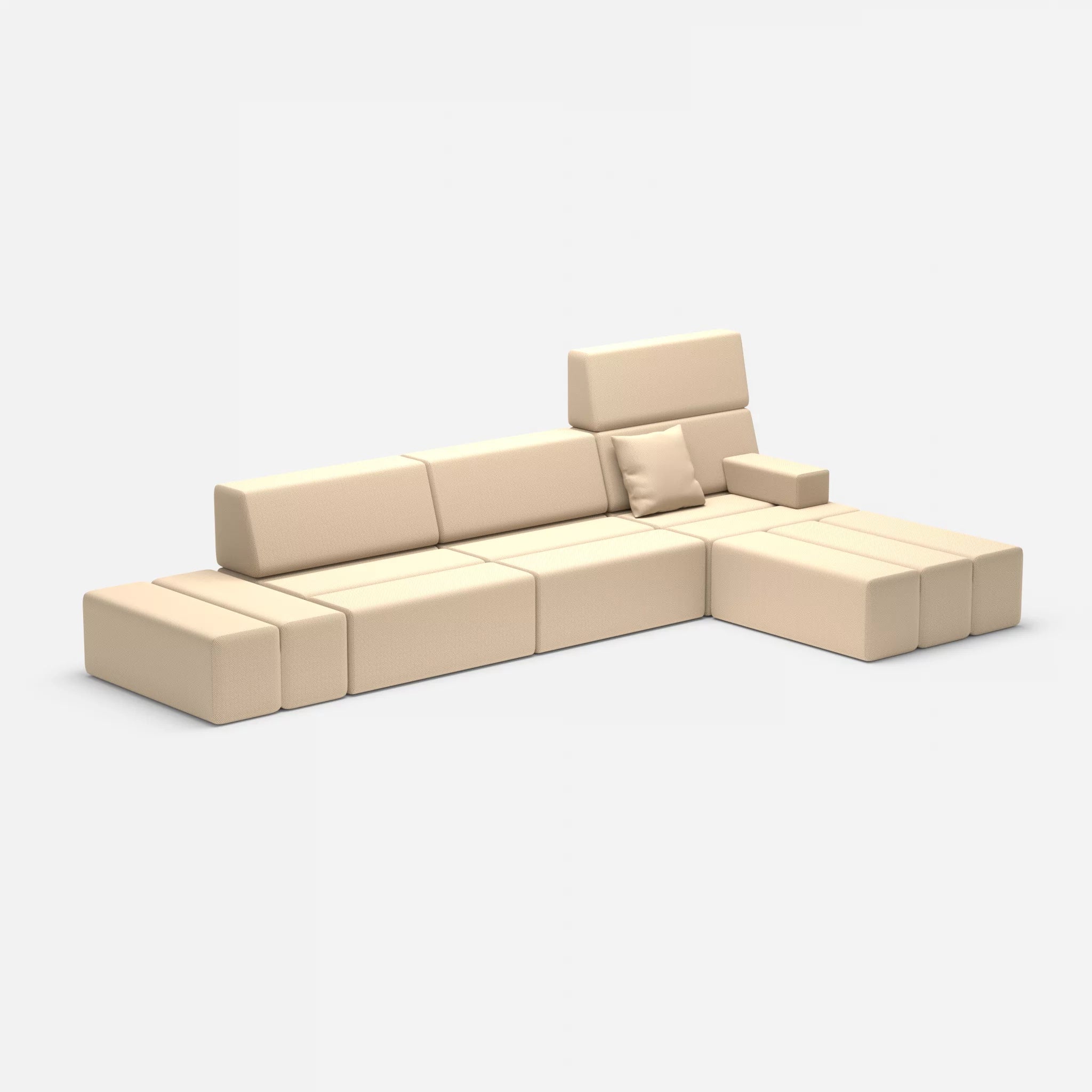 L Sofa Bricks 5 novumcocos in Hellbraun von der Seite
