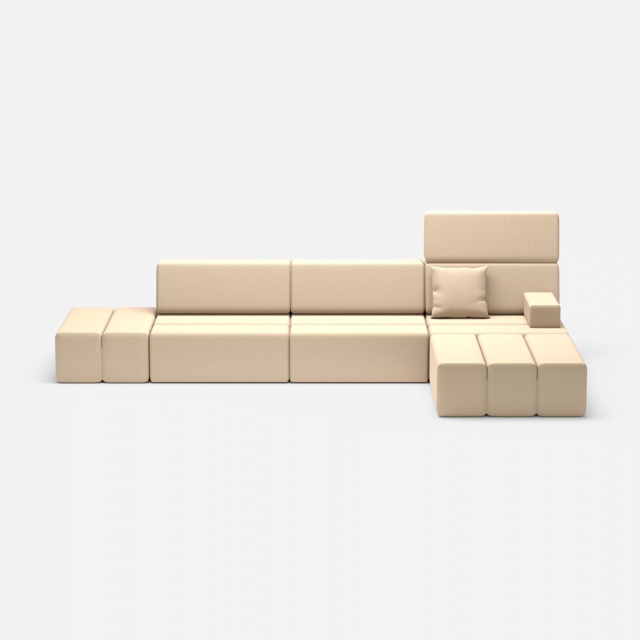 L Sofa Bricks 5 novumcocos in Hellbraun von vorne