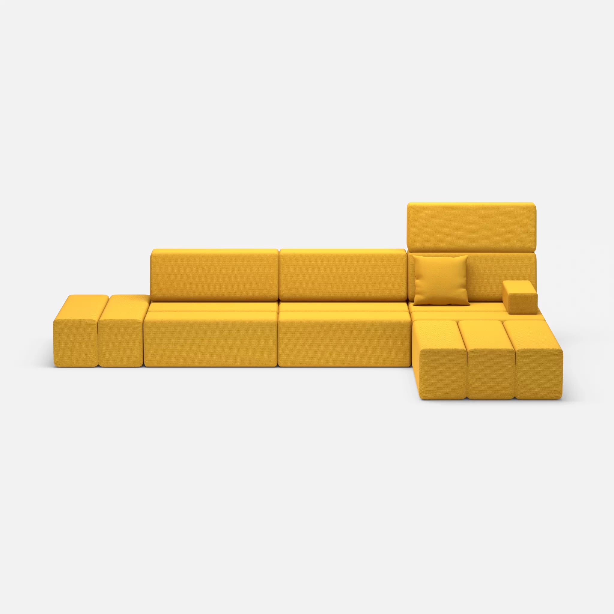 L Sofa Bricks 5 novumcurry in Curry von vorne
