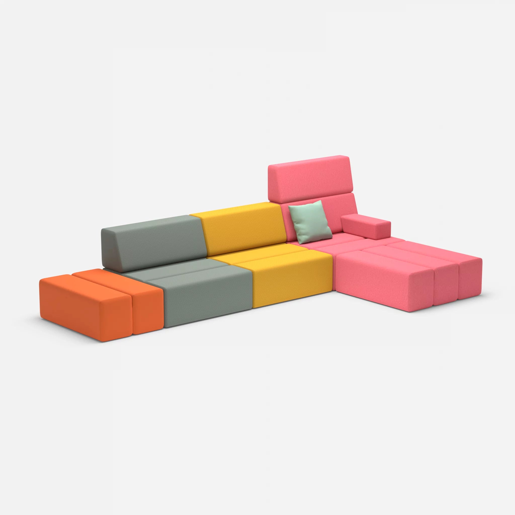 L Sofa Bricks 5 novumdelphi-dama0083 in Graublau und Pink von der Seite