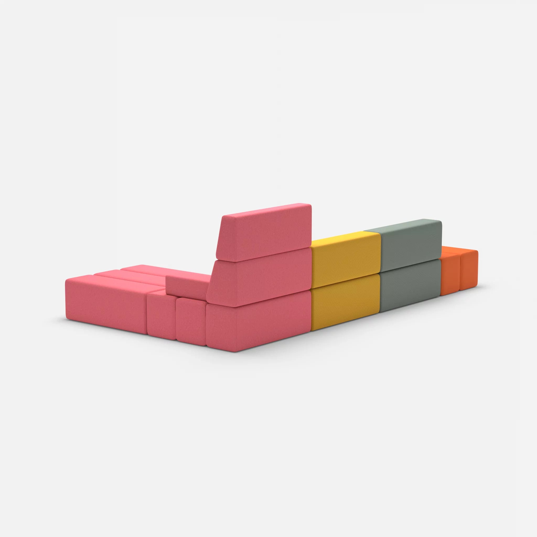 L Sofa Bricks 5 novumdelphi-dama0083 in Graublau und Pink von hinten
