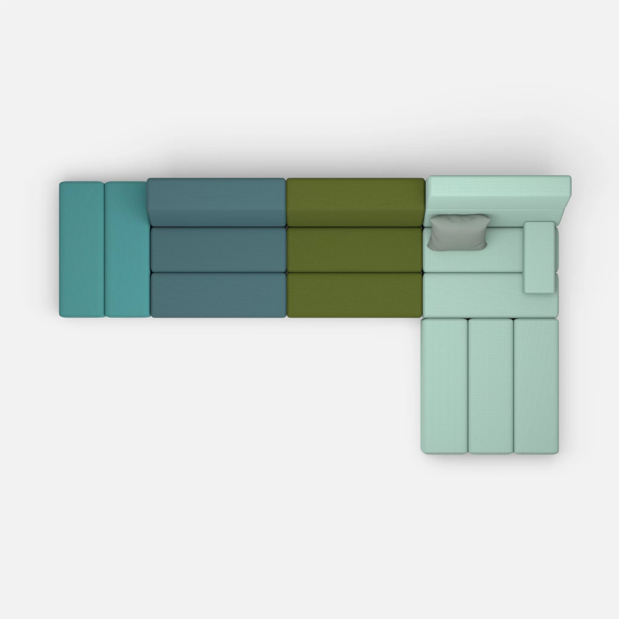 L Sofa Bricks 5 novumsamoa-novumlagoon in Dunkelblau und Graublau von oben