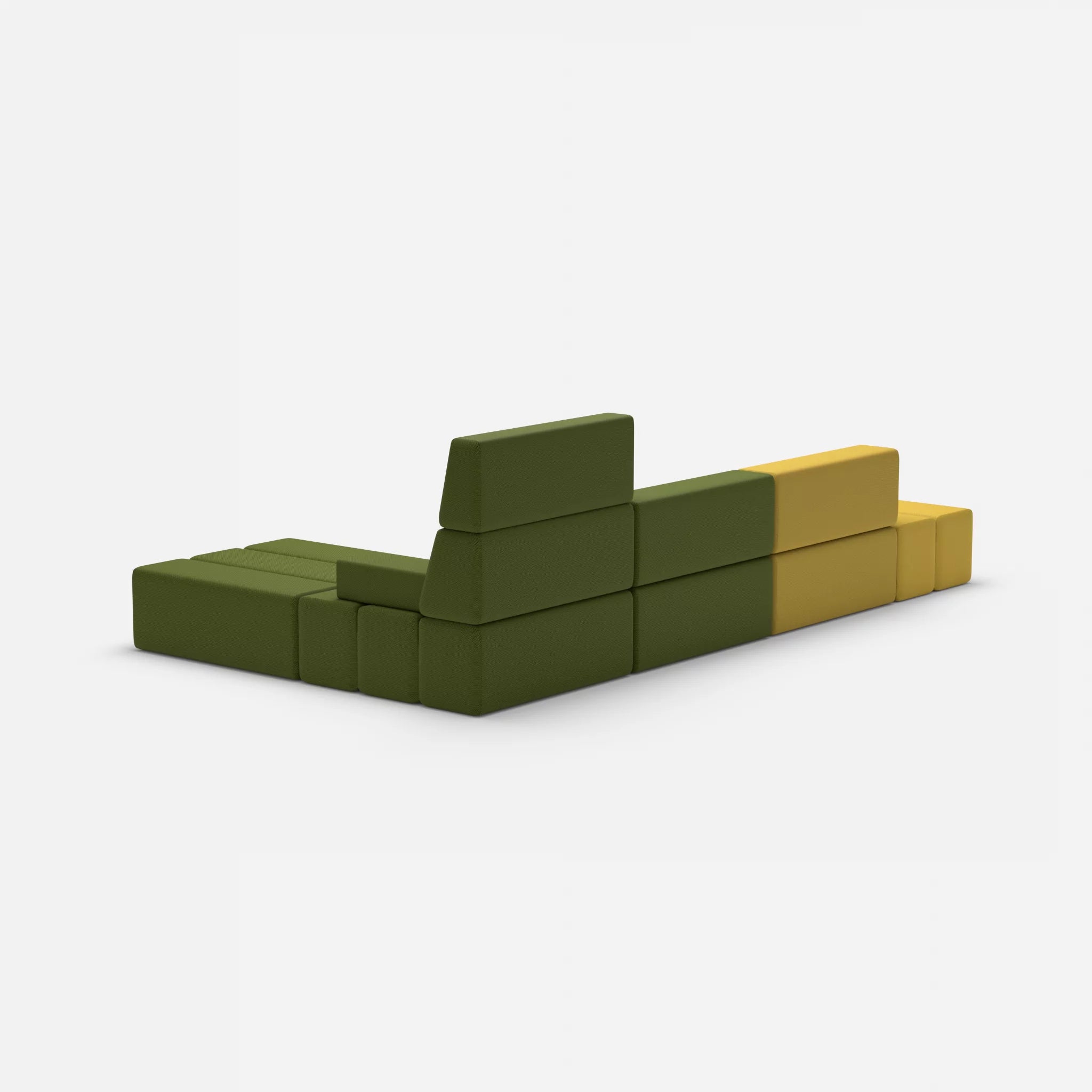 L Sofa Bricks 5 novumtivoli-novummoss in Hellgrün und Grün von hinten