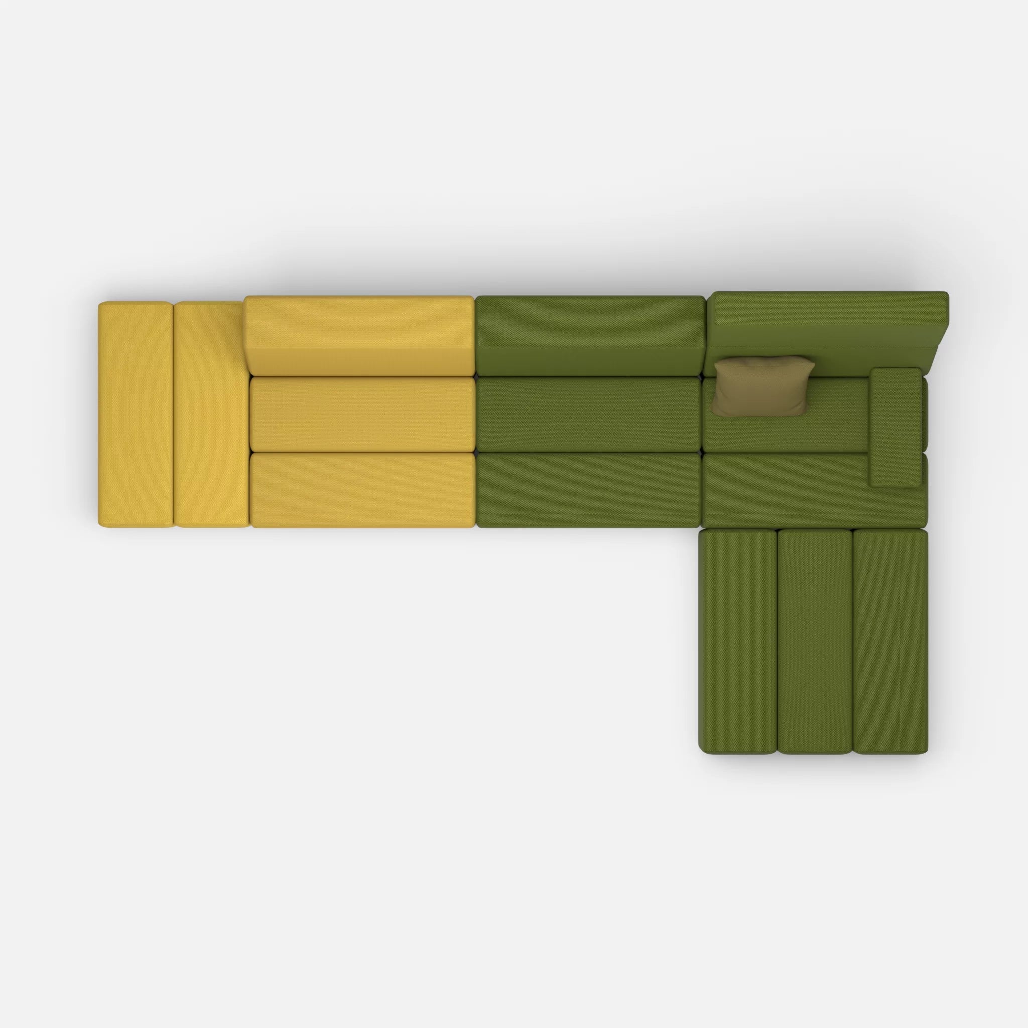 L Sofa Bricks 5 novumtivoli-novummoss in Hellgrün und Grün von oben