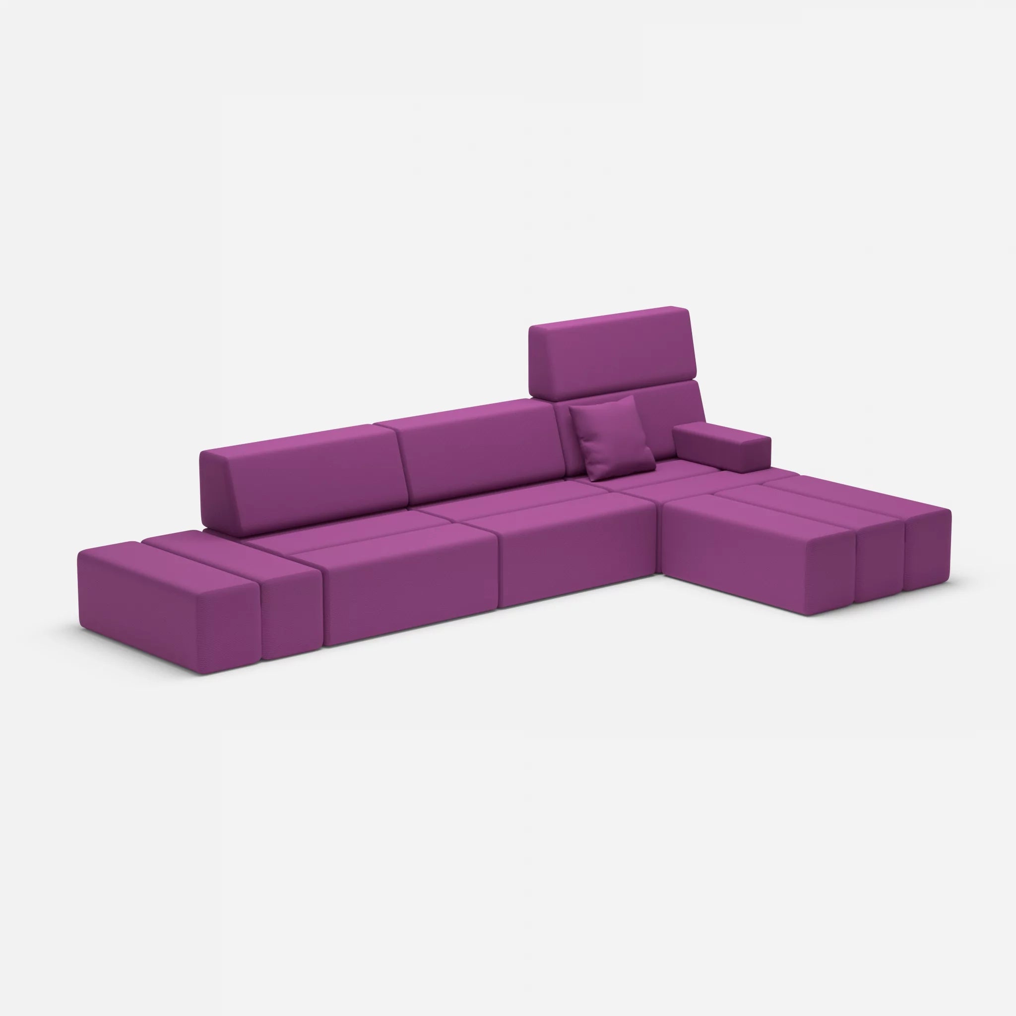 L Sofa Bricks 5 novumviola in Violett von der Seite
