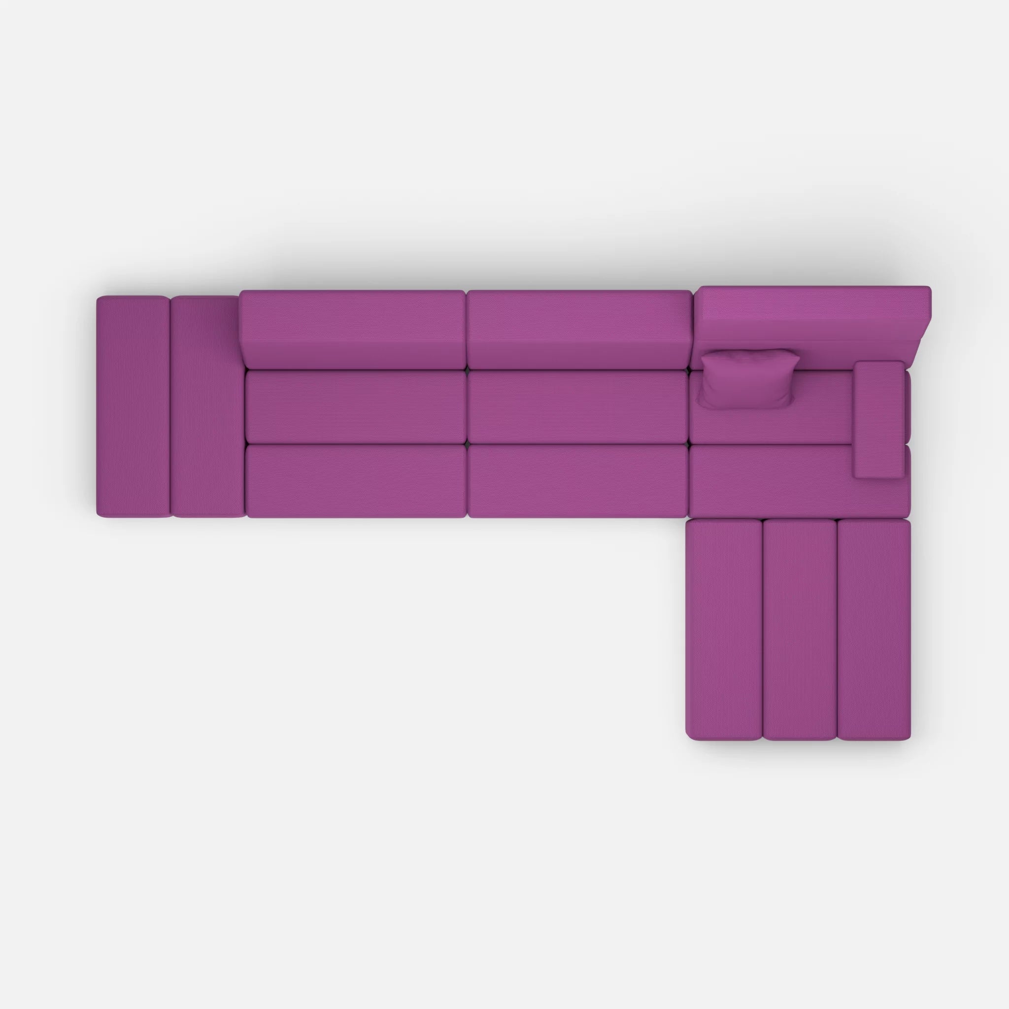 L Sofa Bricks 5 novumviola in Violett von oben