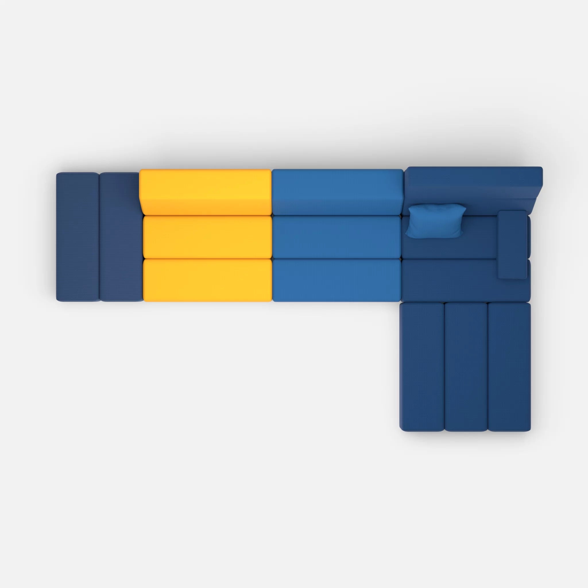 L Sofa Bricks 5 radio3008-radio6512 in Gelb und Dunkelblau von oben