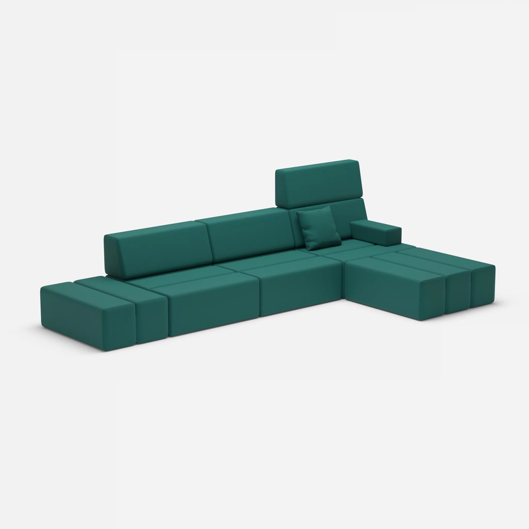 L Sofa Bricks 5 radio6015 in Türkis von der Seite